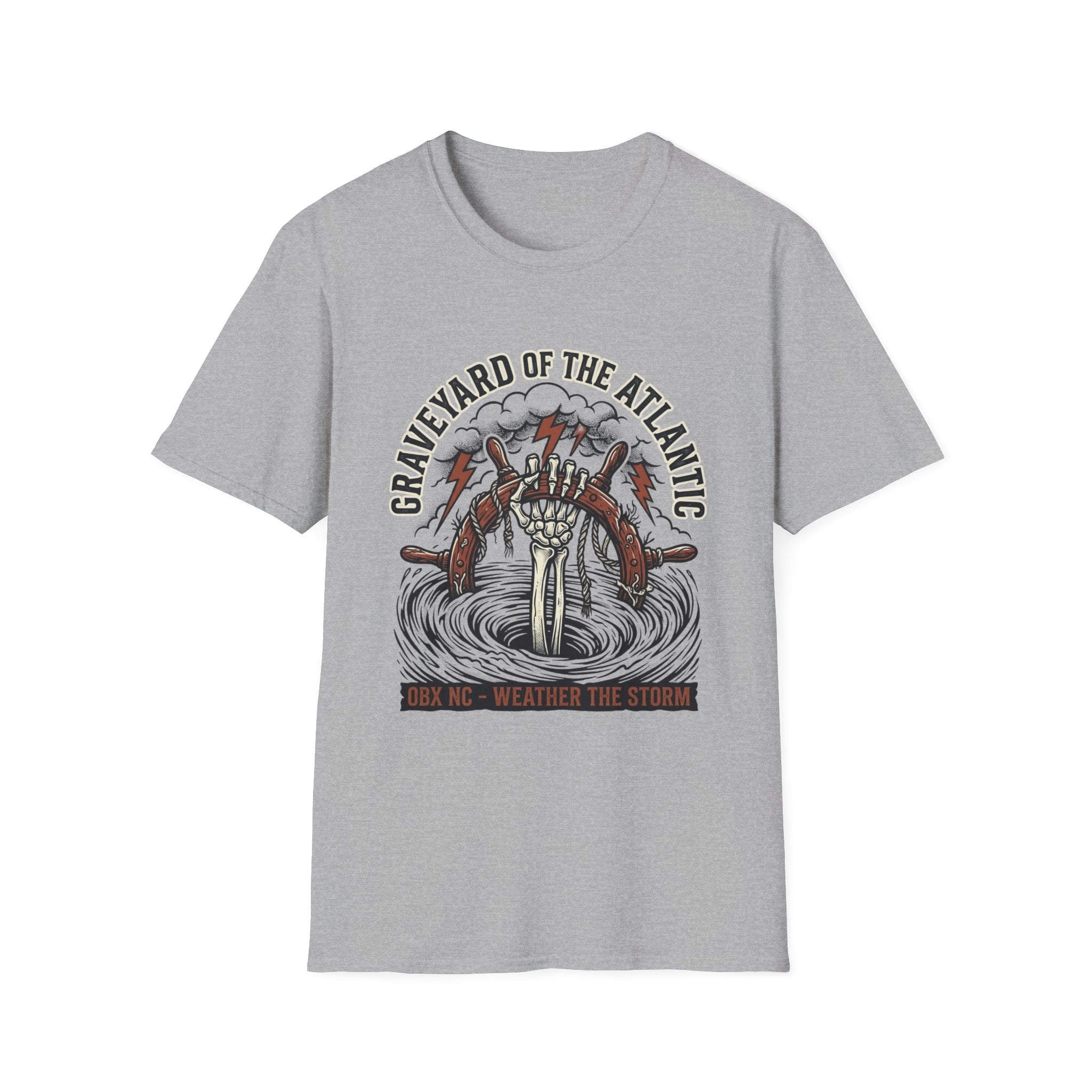 Graveyard of the Atlantic T-Shirt — Nautical Shipwreck Skull Design