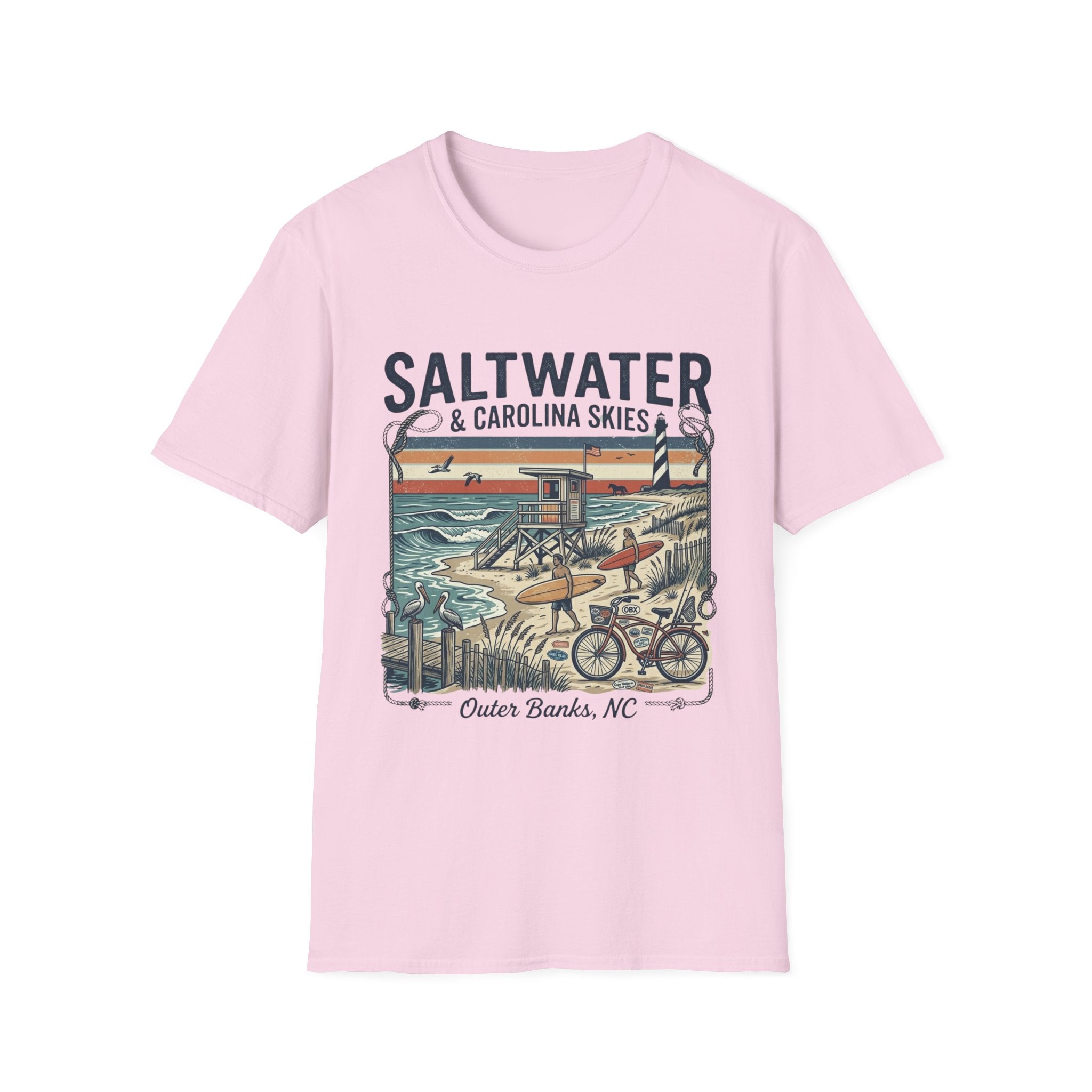 Saltwater & Carolina Skies T-Shirt — Outer Banks Vintage Beach Tee