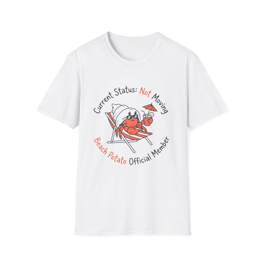 Beach Potato T-Shirt – “Current Status: Not Moving” Relaxed Summer Tee