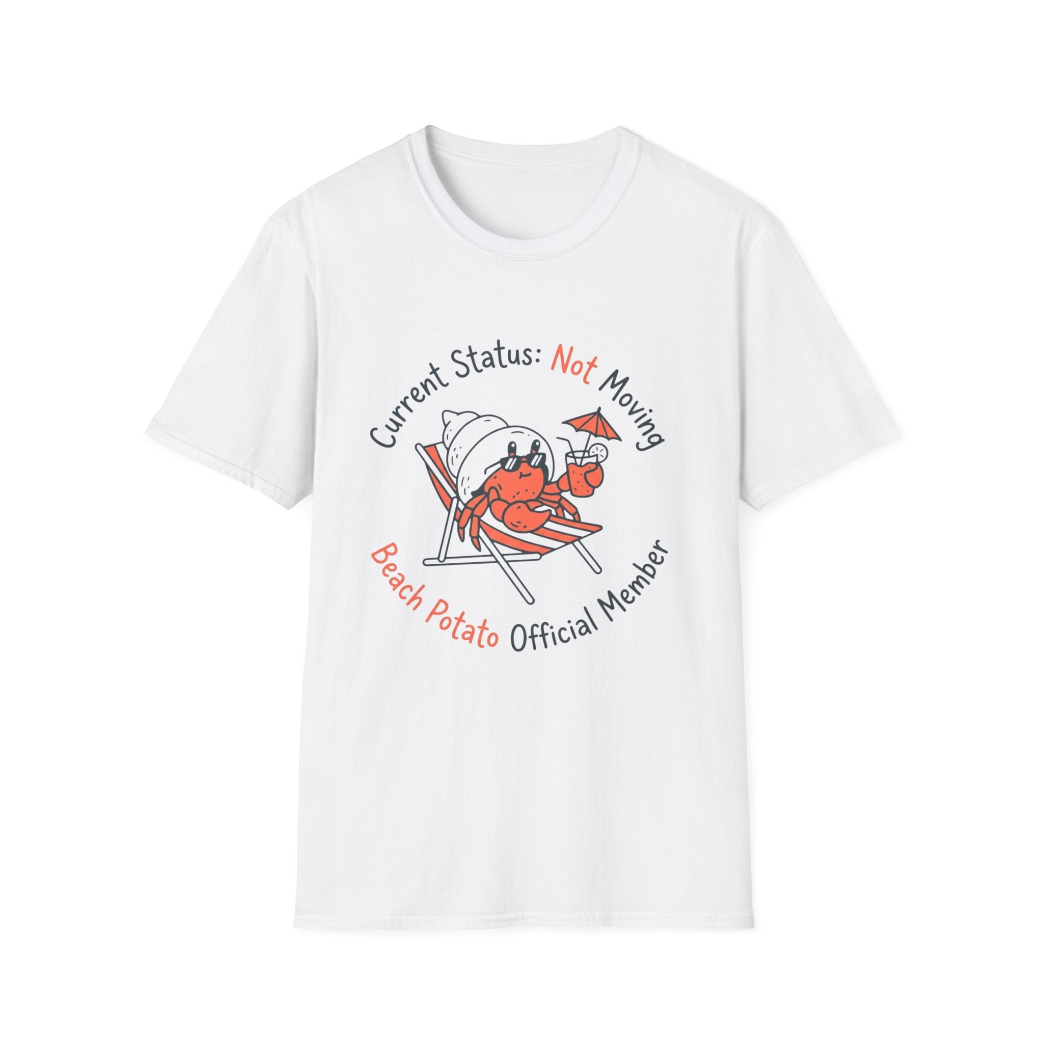 Beach Potato T-Shirt – “Current Status: Not Moving” Relaxed Summer Tee