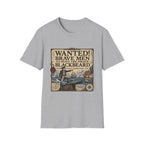 Wanted! Brave Men to Hunt the Pirate Blackbeard T-Shirt — Vintage Pirate Poster Tee