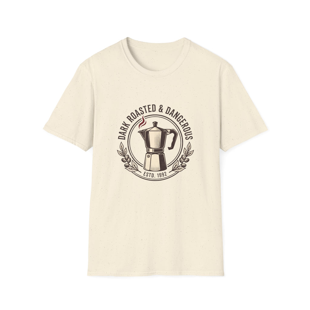 Moka Pot Tee — "Dark Roasted & Dangerous" Coffee T-Shirt