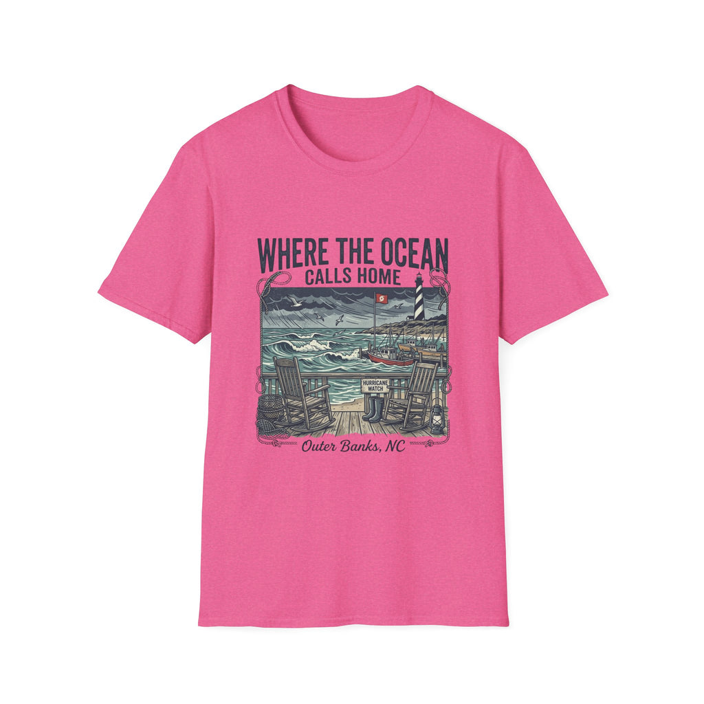 Where the Ocean Calls Home T‑Shirt — Coastal Lighthouse Graphic Tee (Outer Banks)