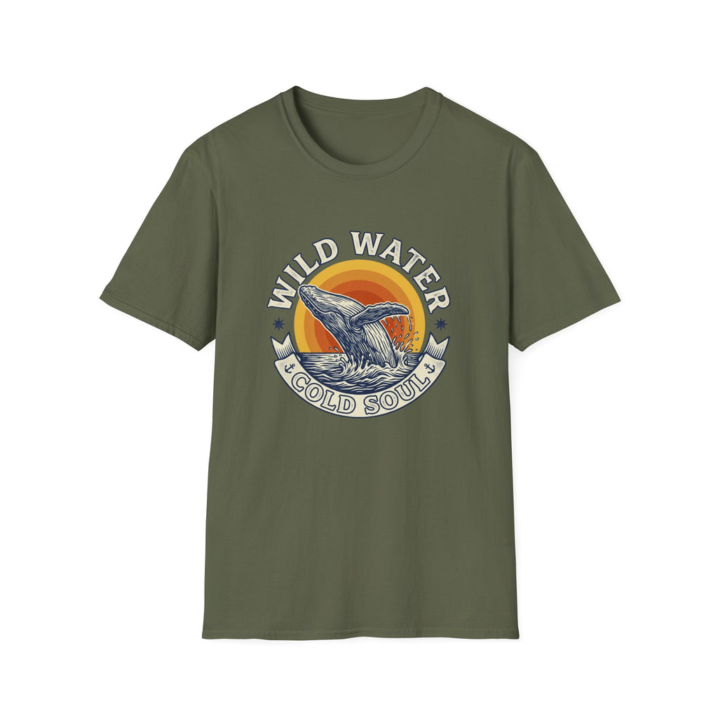 Wild Water Cold Soul Whale T-Shirt — Vintage Ocean Sunset Tee