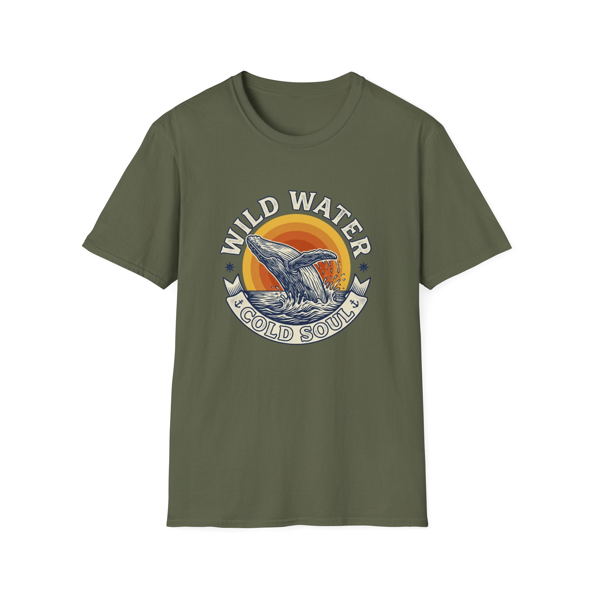 Wild Water Cold Soul Whale T-Shirt — Vintage Ocean Sunset Tee