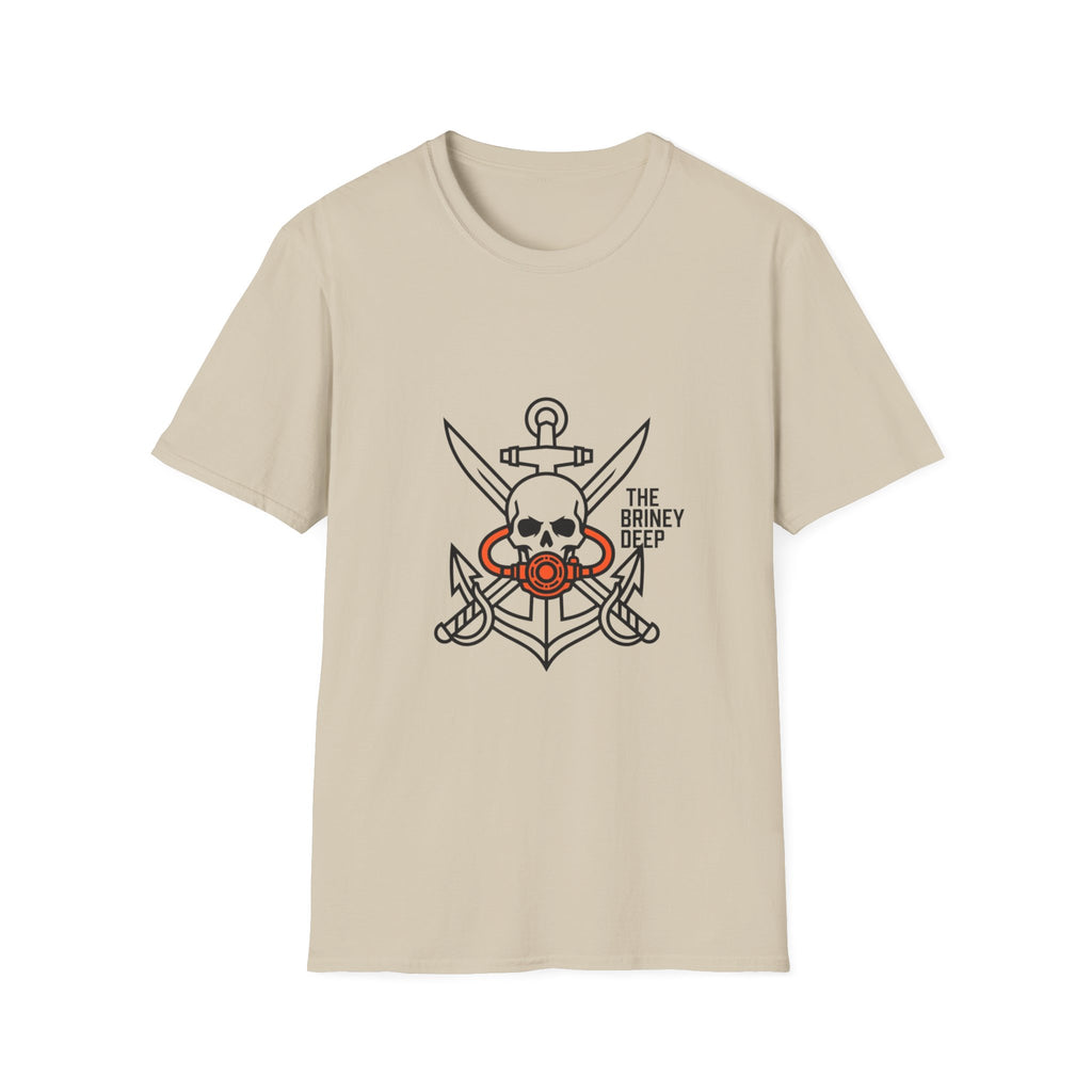 Pirate Skull Anchor T-Shirt — “The Briney Deep” Nautical Crew Tee