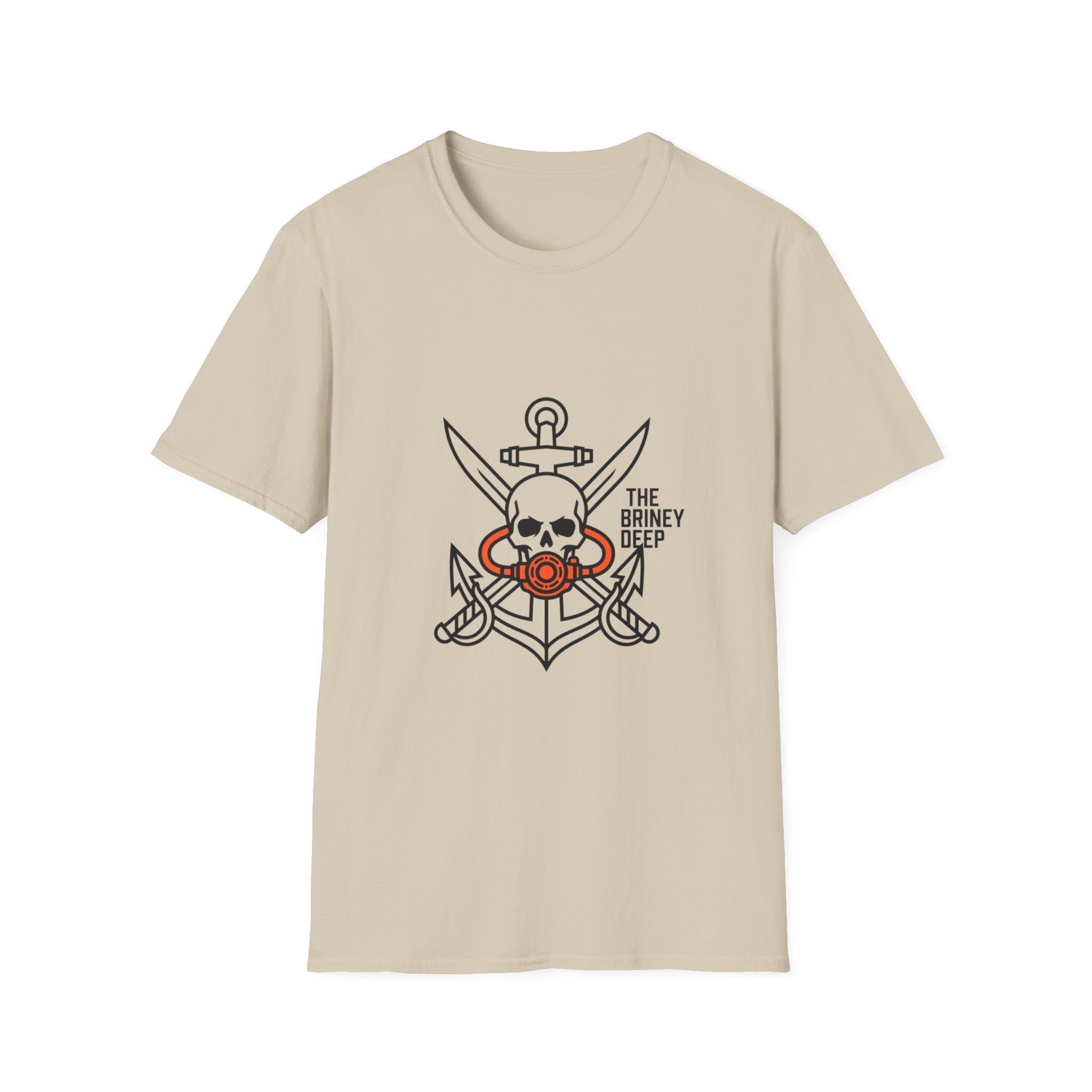 Pirate Skull Anchor T-Shirt — “The Briney Deep” Nautical Crew Tee
