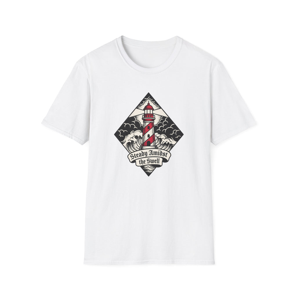 Lighthouse Graphic T-Shirt — "Steady Amidst the Swell" Nautical Tee