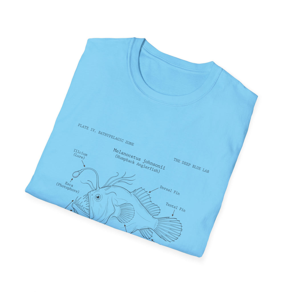 Anglerfish Anatomy Tee — Scientific Diagram Fish T-Shirt with “Anatomy of an Anglerfish” Design