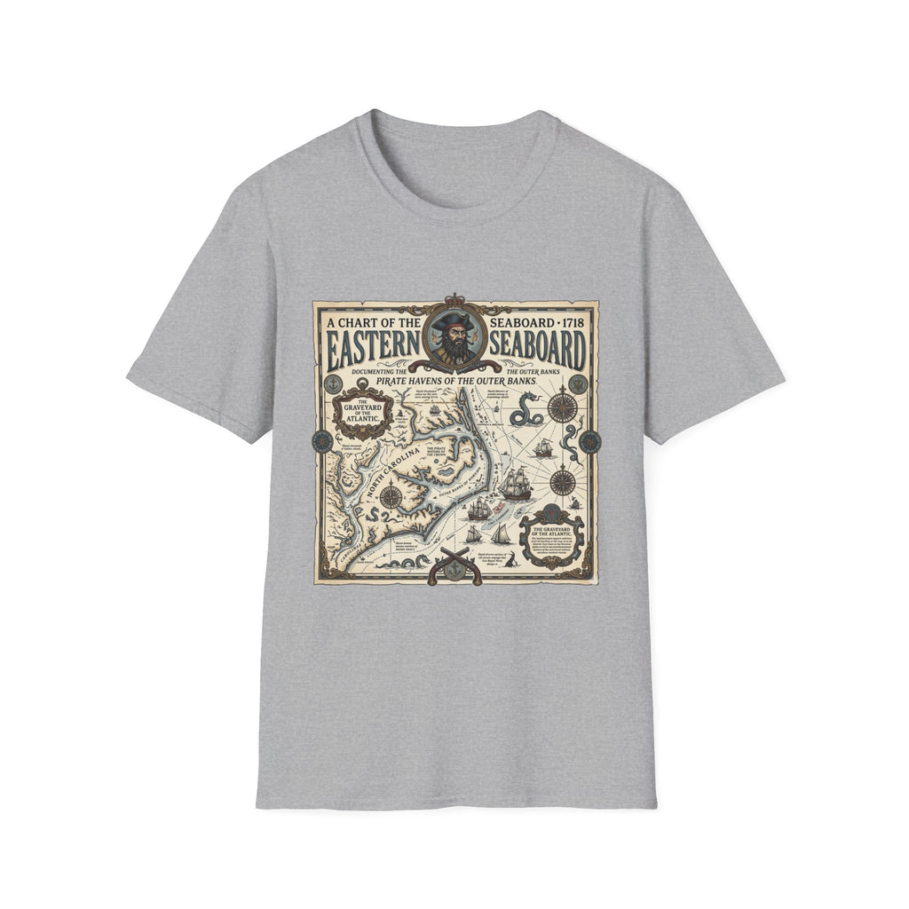 Eastern Seaboard 1718 Vintage Pirate Map T-Shirt