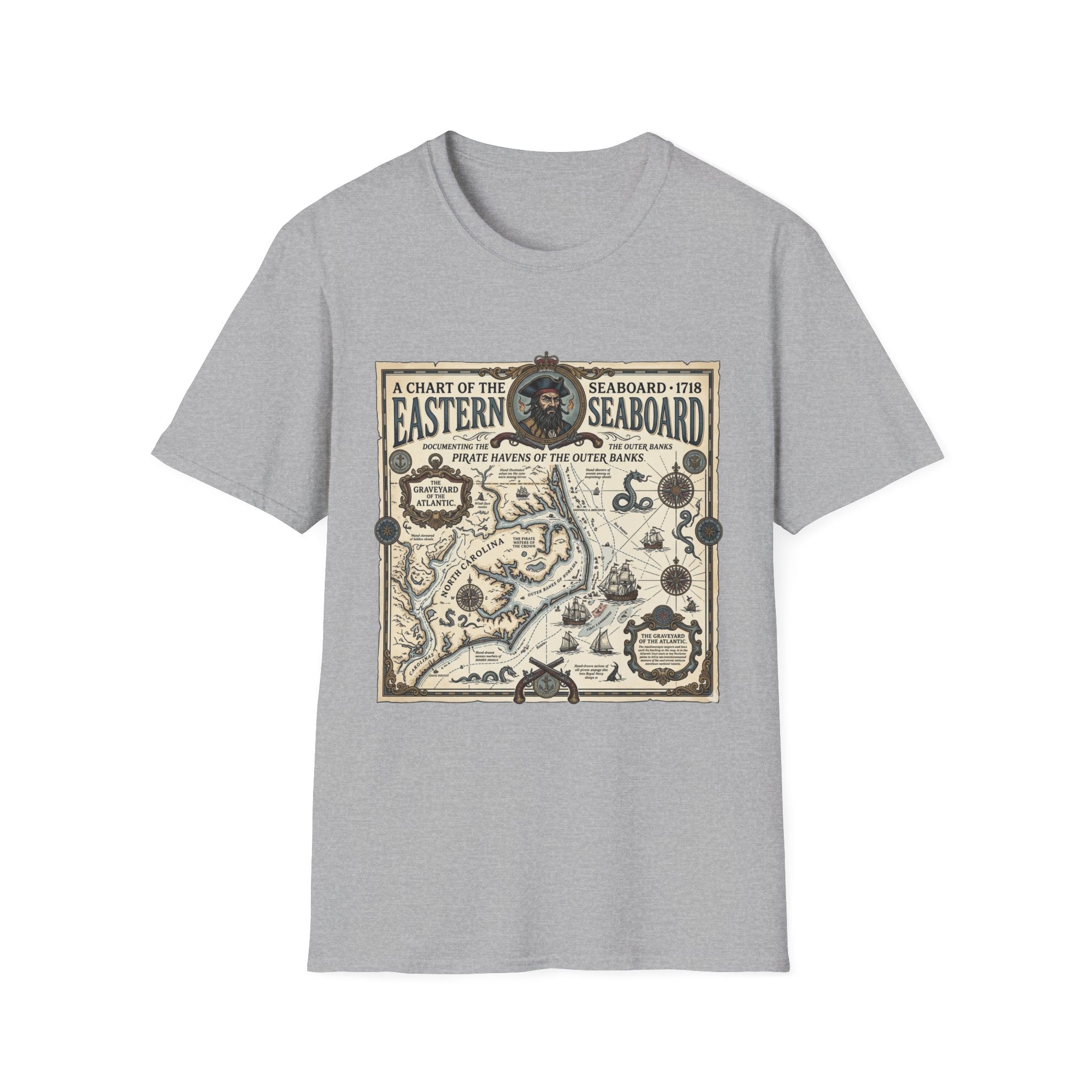 Eastern Seaboard 1718 Vintage Pirate Map T-Shirt