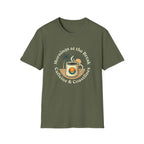 Beach Coffee T-Shirt — "Mornings at the Beach: Sunshine & Caffeine"