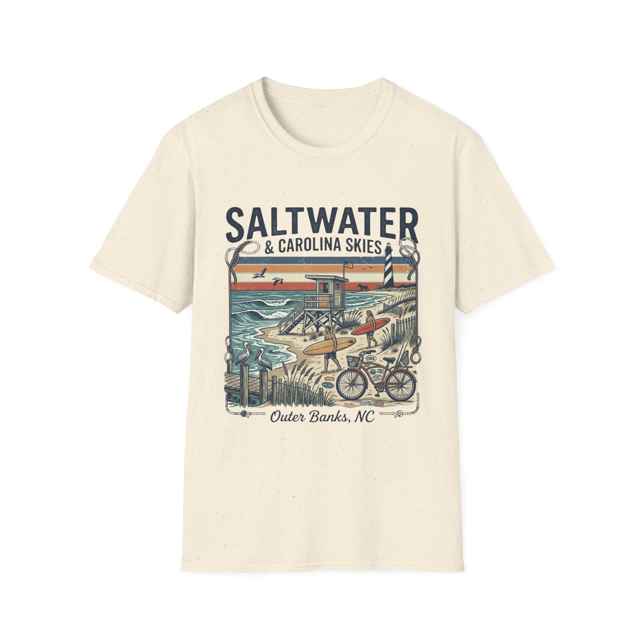 Saltwater & Carolina Skies T-Shirt — Outer Banks Vintage Beach Tee