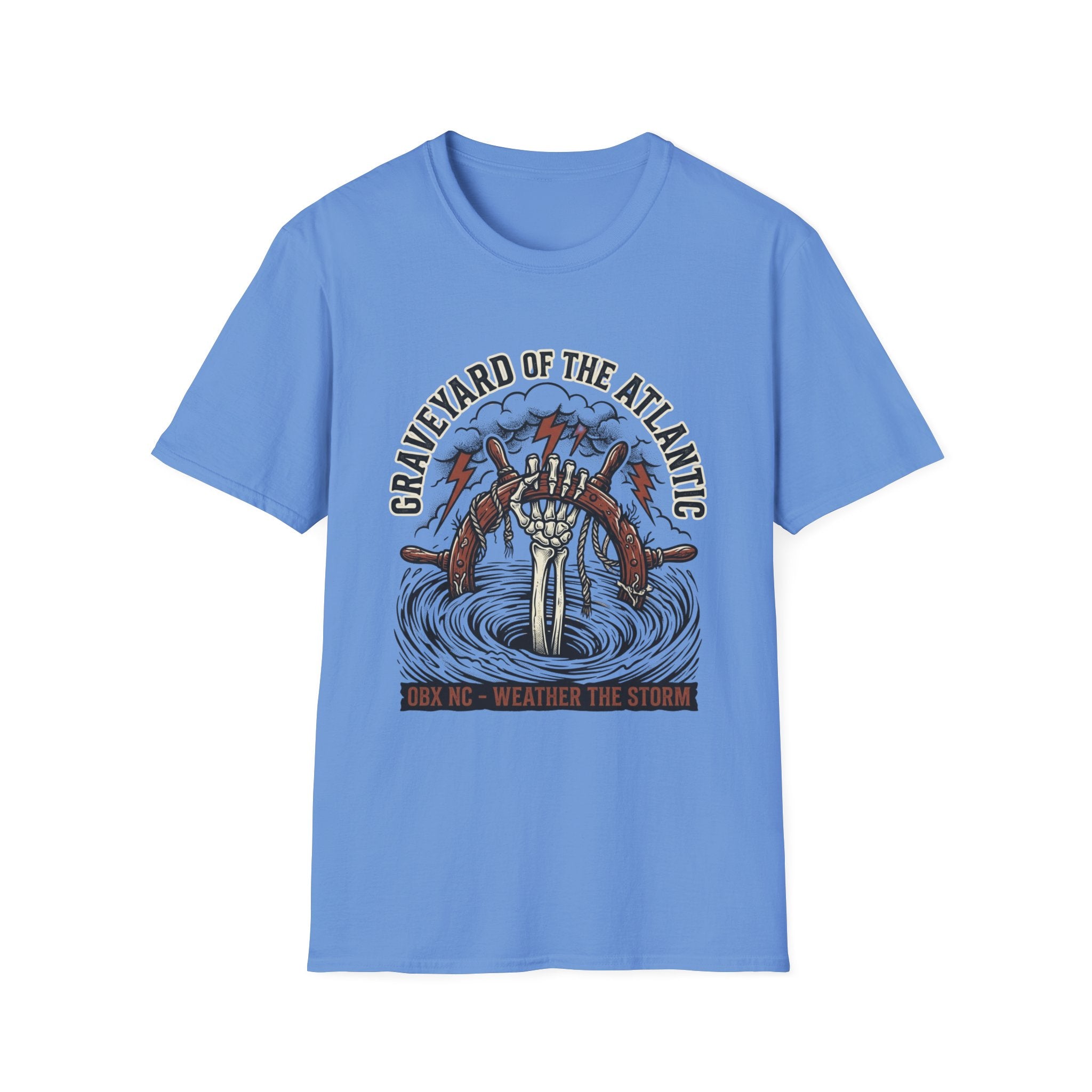 Graveyard of the Atlantic T-Shirt — Nautical Shipwreck Skull Design