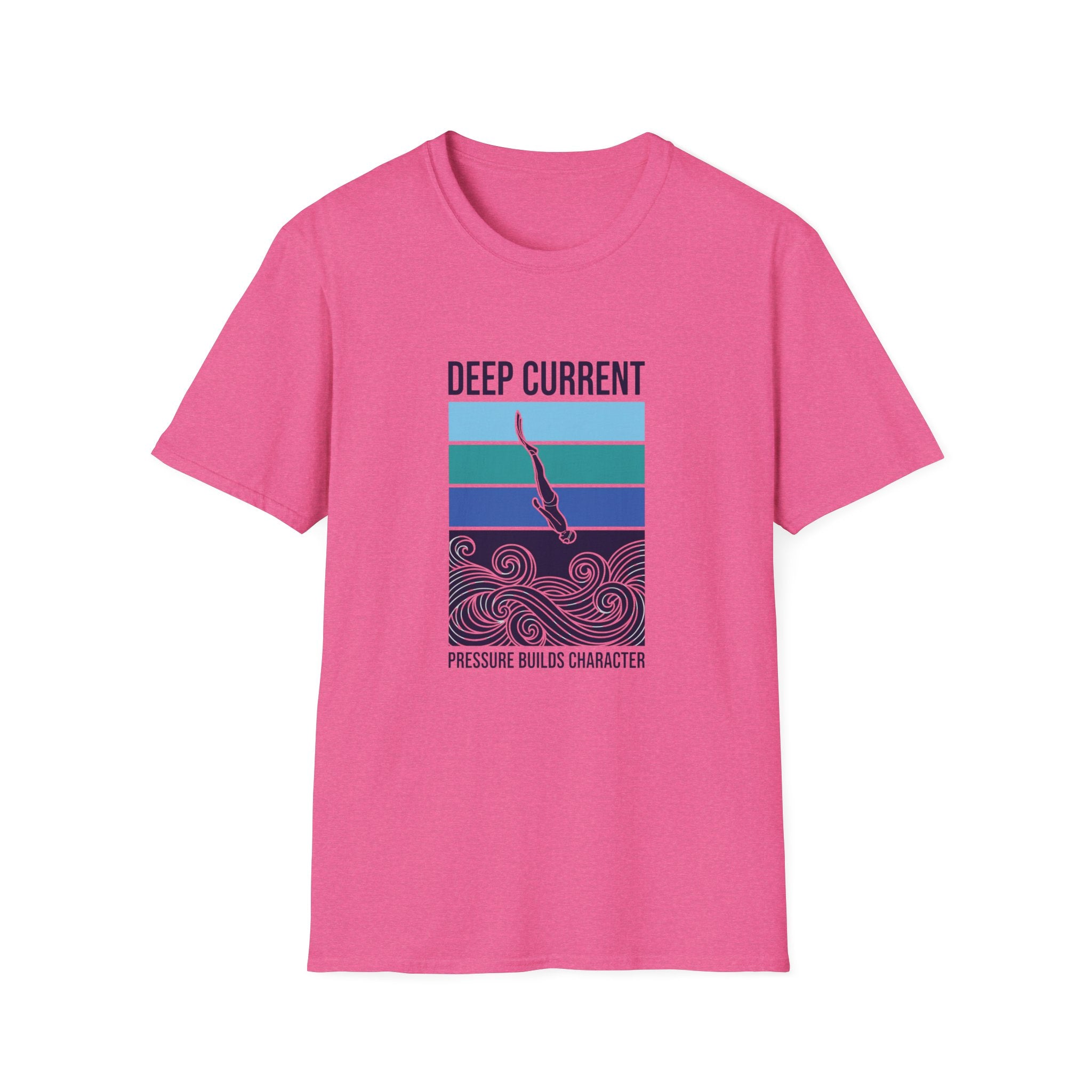 Deep Current Graphic T-Shirt — 'Pressure Builds Character' Ocean Diver Tee