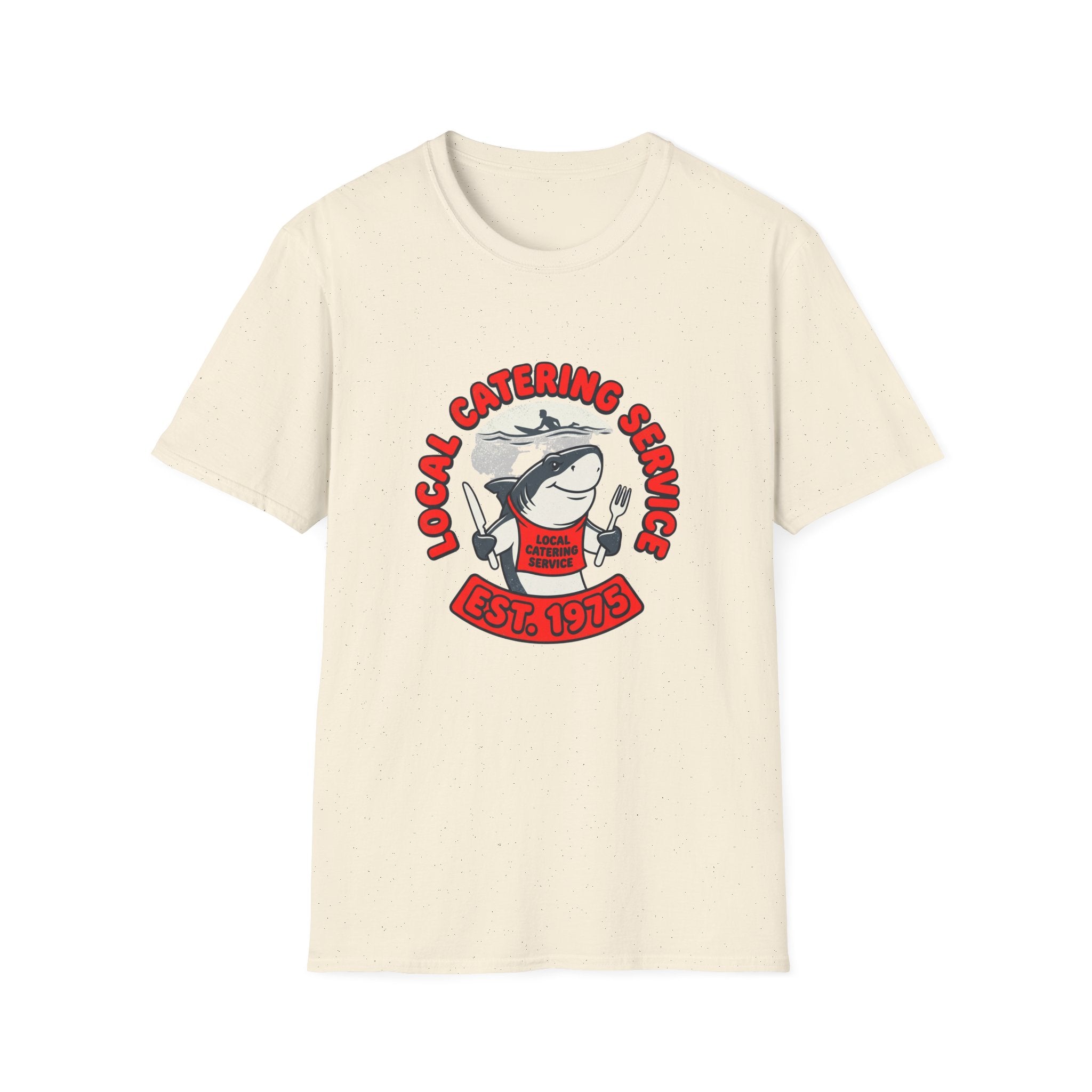 Local Catering Service Shark T-Shirt — 'Est. 1978' Retro Chef Logo Tee