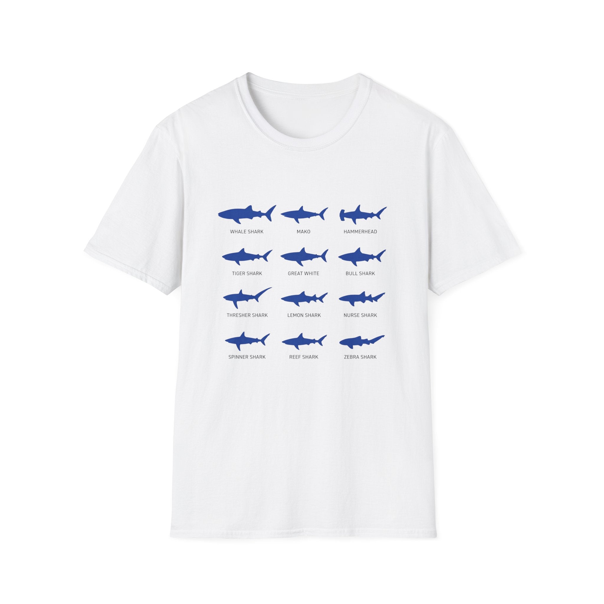 Shark Species Chart T-Shirt – Illustrated Blue Sharks Tee