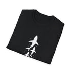 Shark Family Graphic T-Shirt — Vertical White Sharks Design