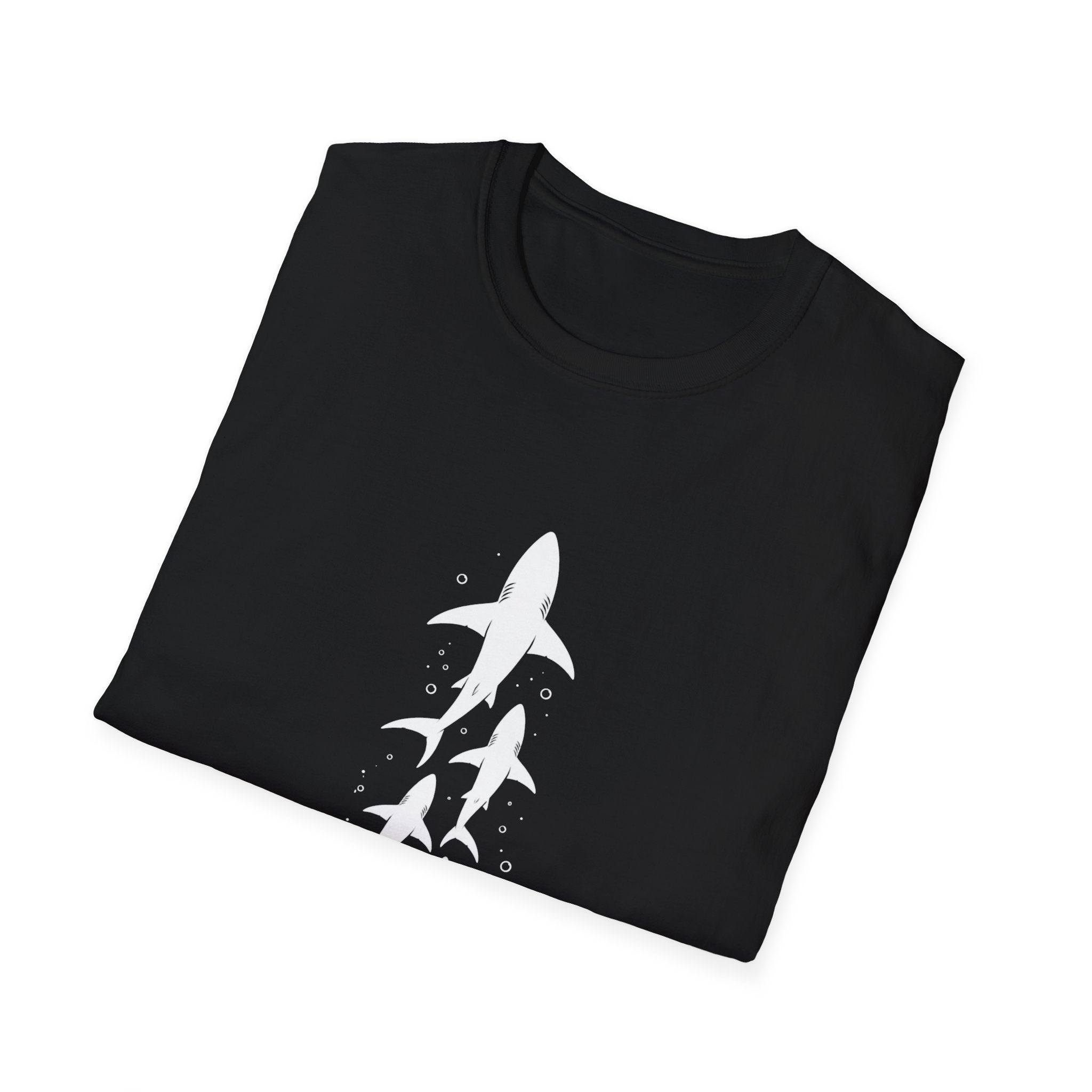 Shark Family Graphic T-Shirt — Vertical White Sharks Design