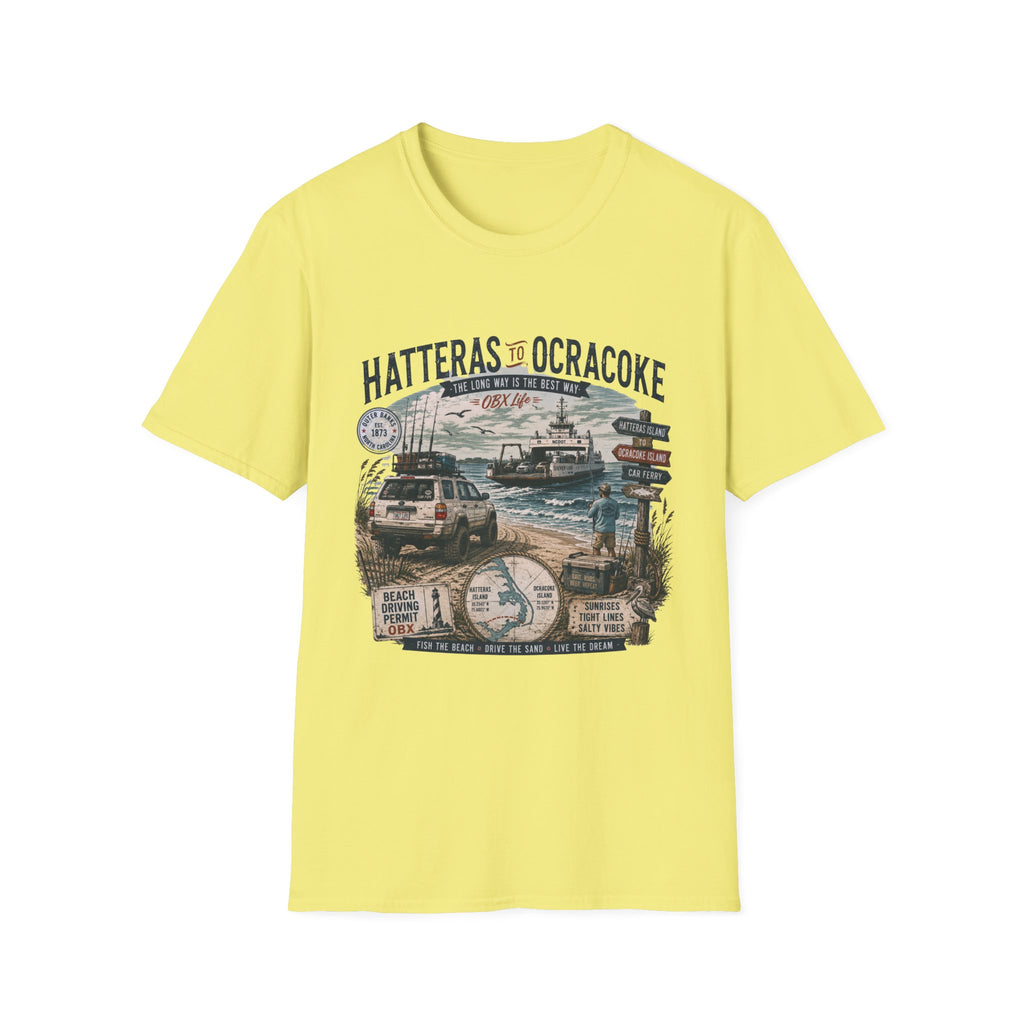 Outer Banks Road Trip T‑Shirt — Hatteras to Ocracoke Coastal Vintage Design