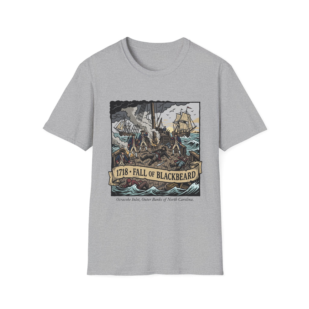 Fall of Blackbeard 1718 T-Shirt — Historic Pirate Battle Tee