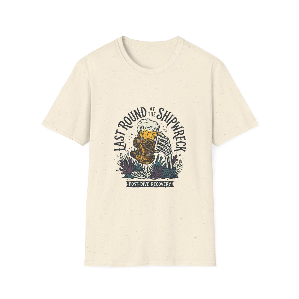 Shipwreck Dive T-Shirt — "Last Round at the Shipwreck" Beer & Scuba Graphic Tee