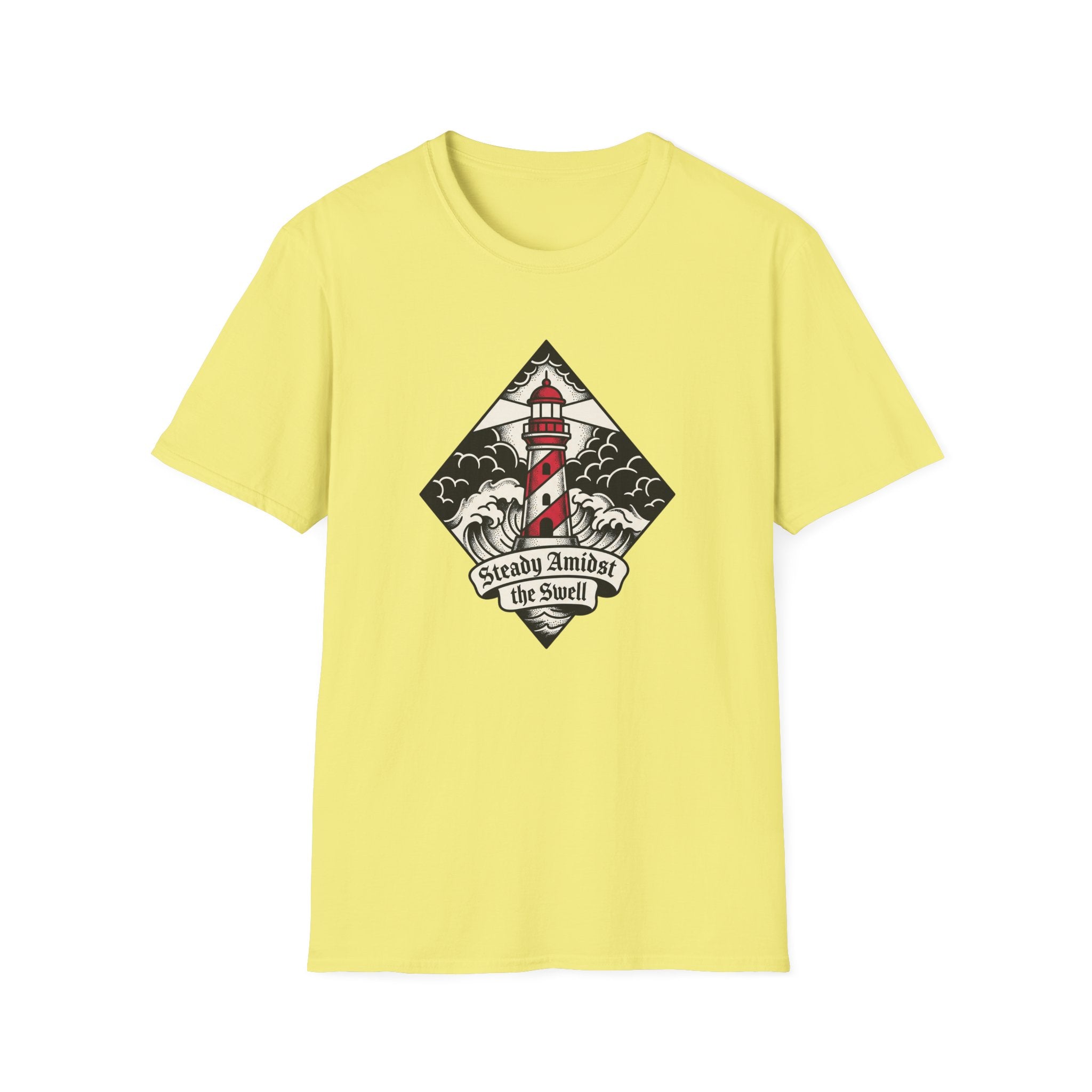 Lighthouse Graphic T-Shirt — "Steady Amidst the Swell" Nautical Tee