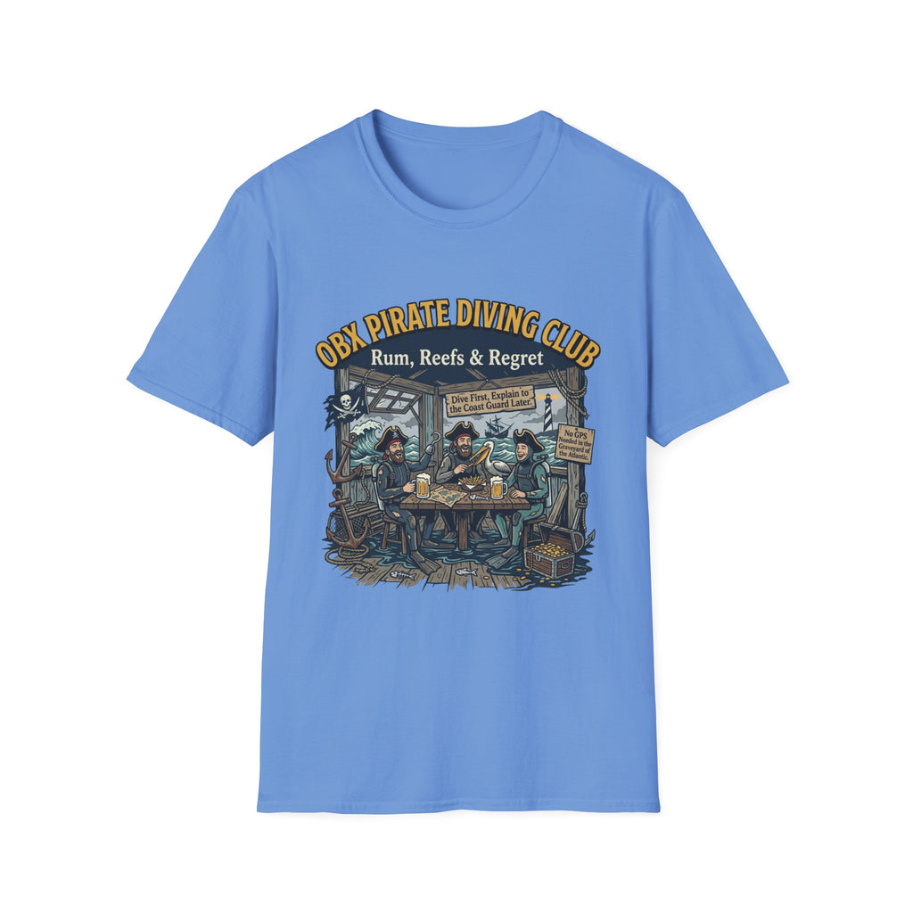 Pirate Diving Club T-Shirt — "Rum, Reefs & Regret" Beach Tee