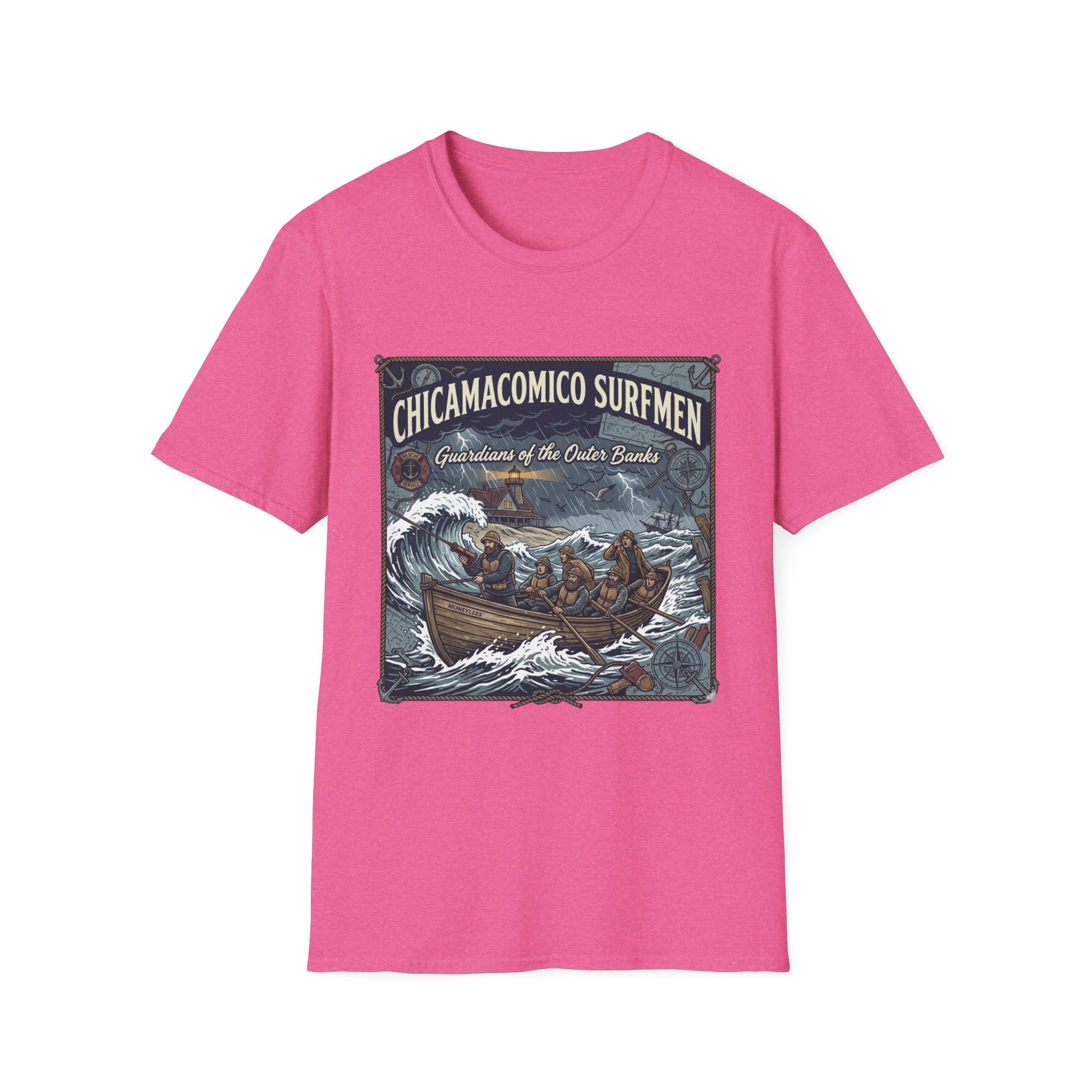 Chicamacomico Surfmen T-Shirt — "Guardians of the Outer Banks" Vintage Surf Rescue Tee