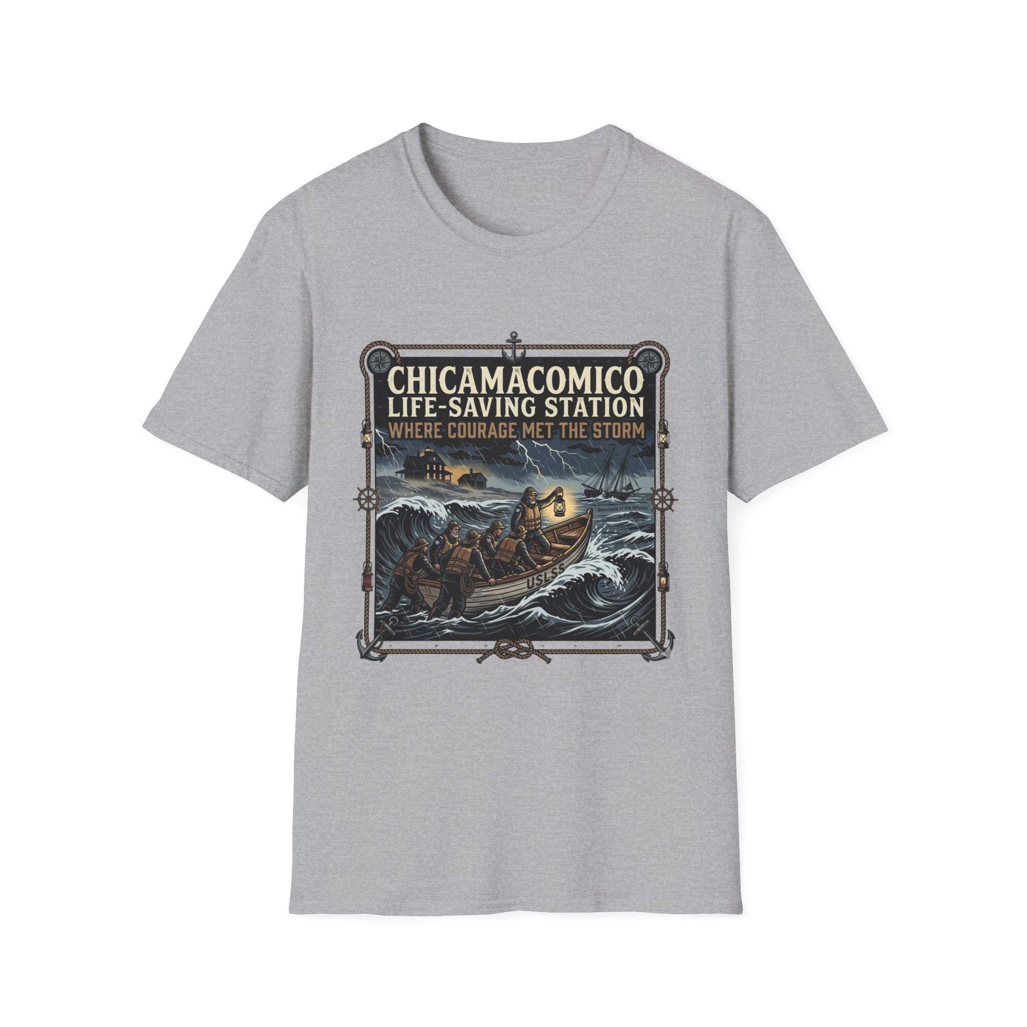 Chicamacomico Life‑Saving Station T-Shirt — 'Where Courage Met the Storm' Vintage Rescue Tee