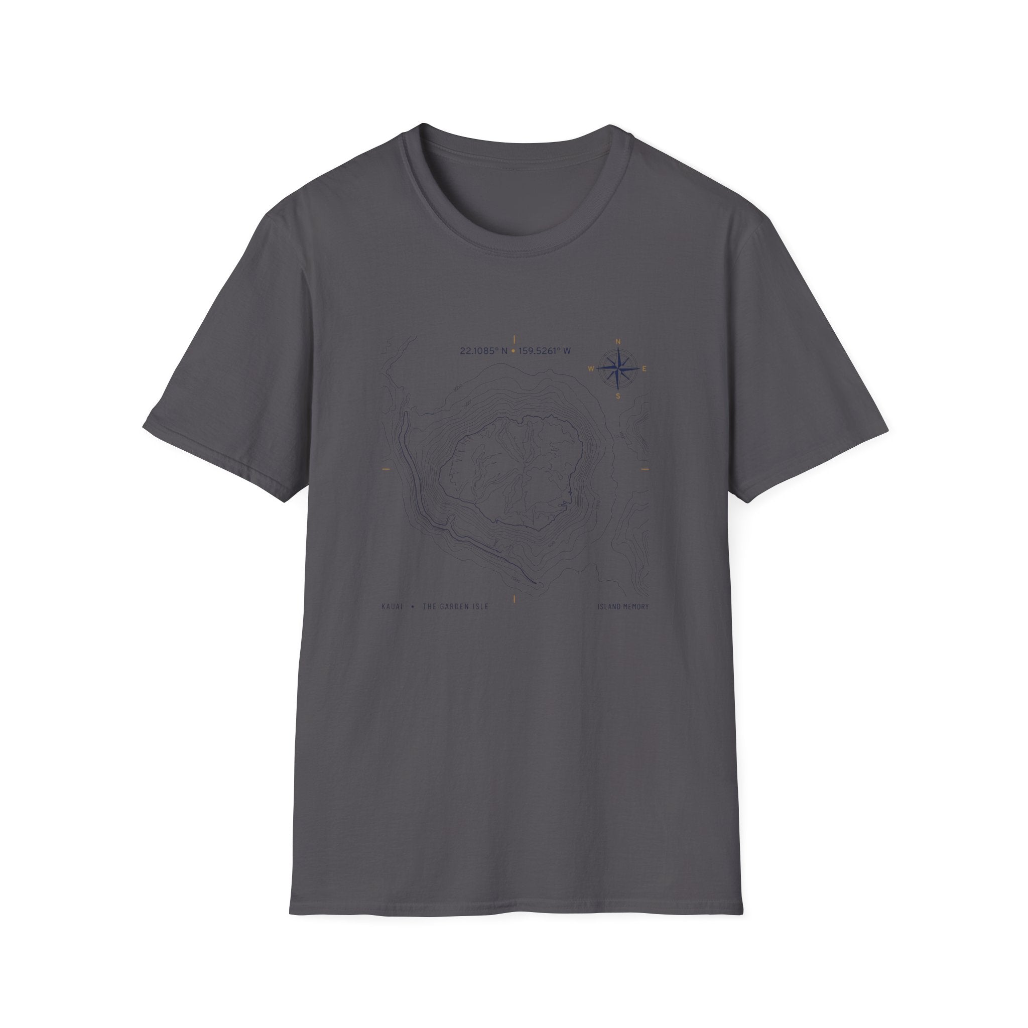 Island Map T-Shirt — Minimal Nautical Compass Tee