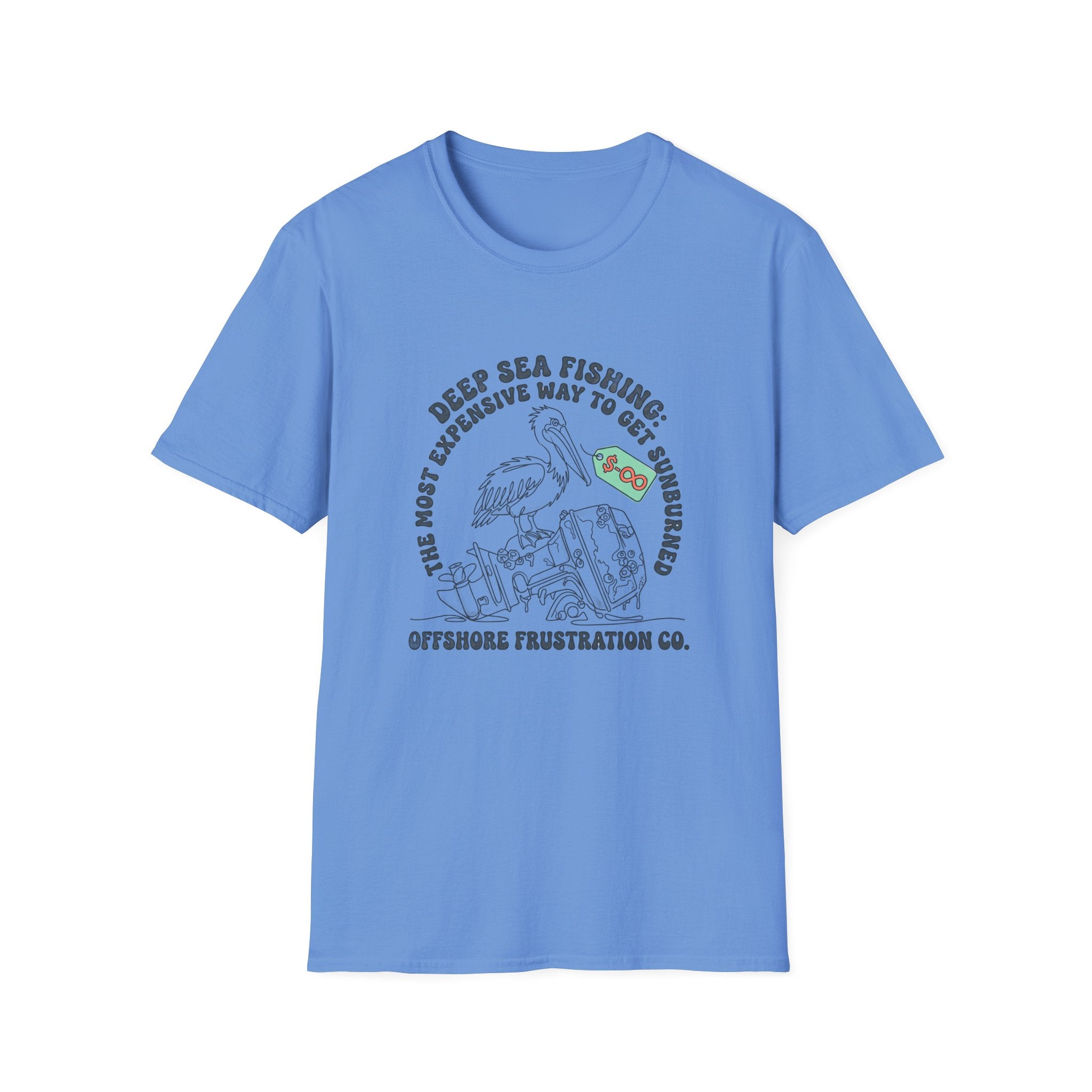 Fishing T-Shirt — “Deep Sea Fishing: The Most Expensive Way to Get Sunburned” Vintage Offshore Graphic