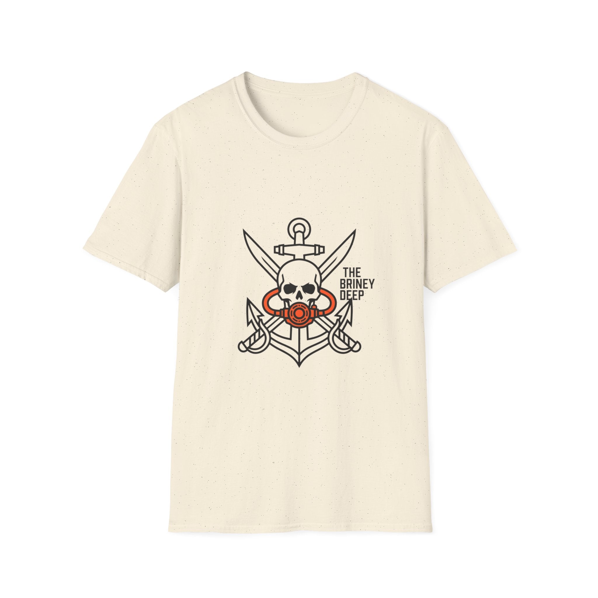 Pirate Skull Anchor T-Shirt — “The Briney Deep” Nautical Crew Tee