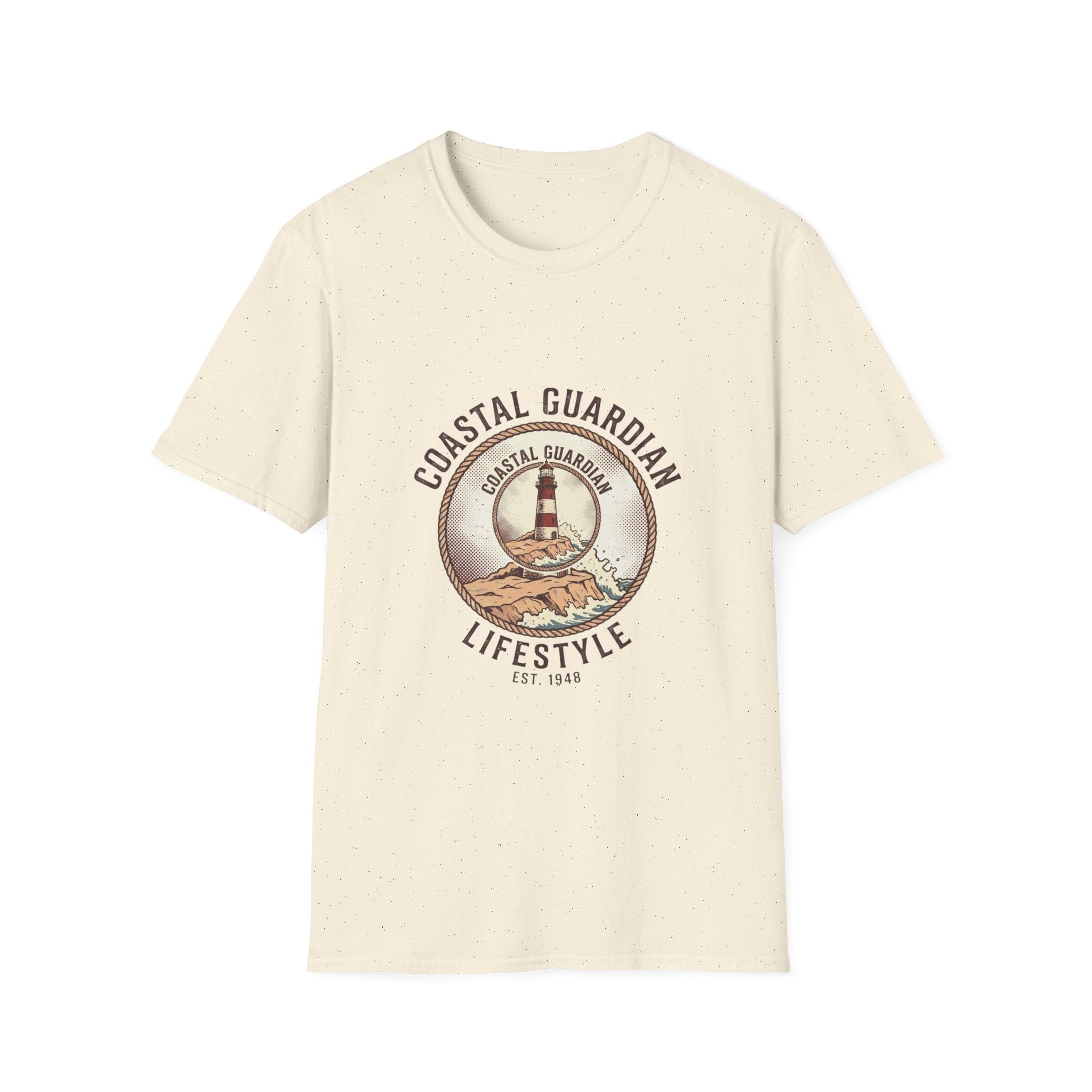 Coastal Guardian Lifestyle T-Shirt – Lighthouse Beach Vintage Graphic Tee
