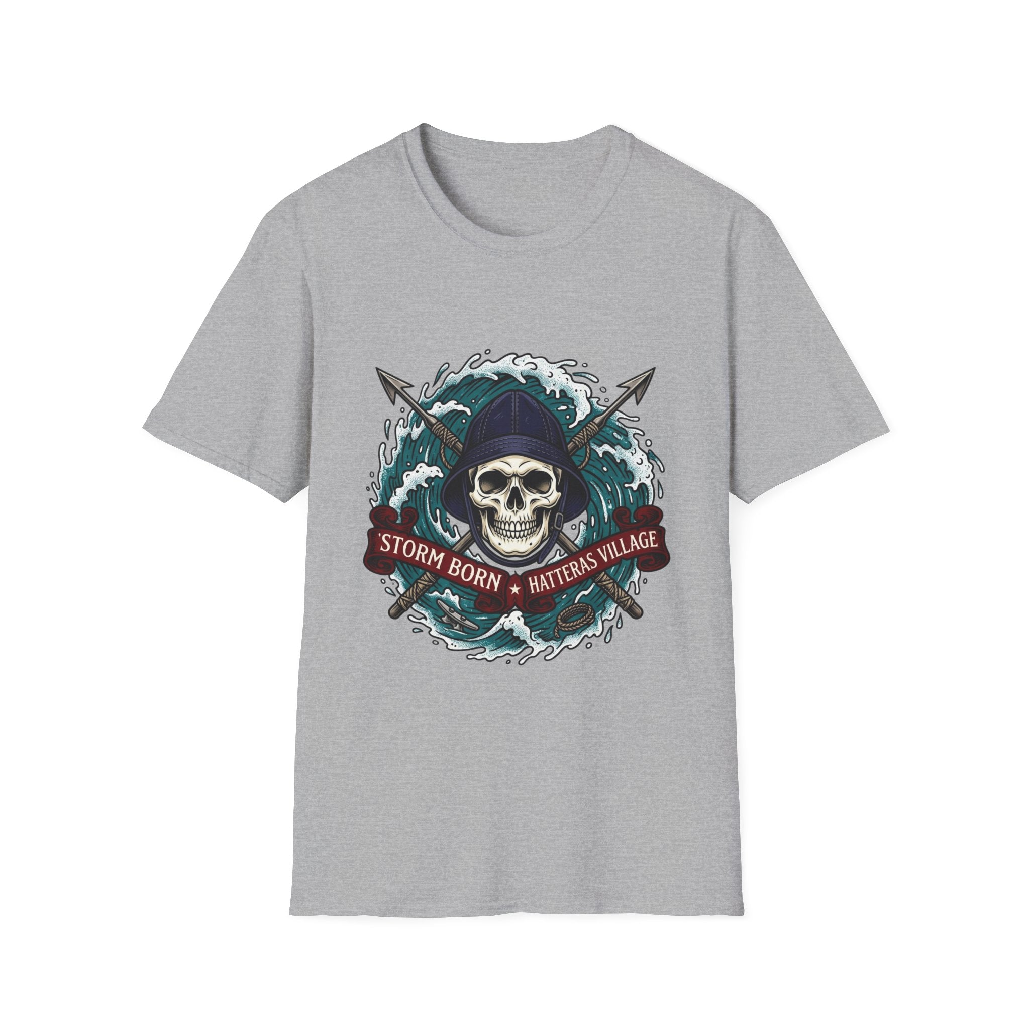Skull Mariner T-Shirt — "Storm Born, Hatteras Village" Nautical Graphic Tee