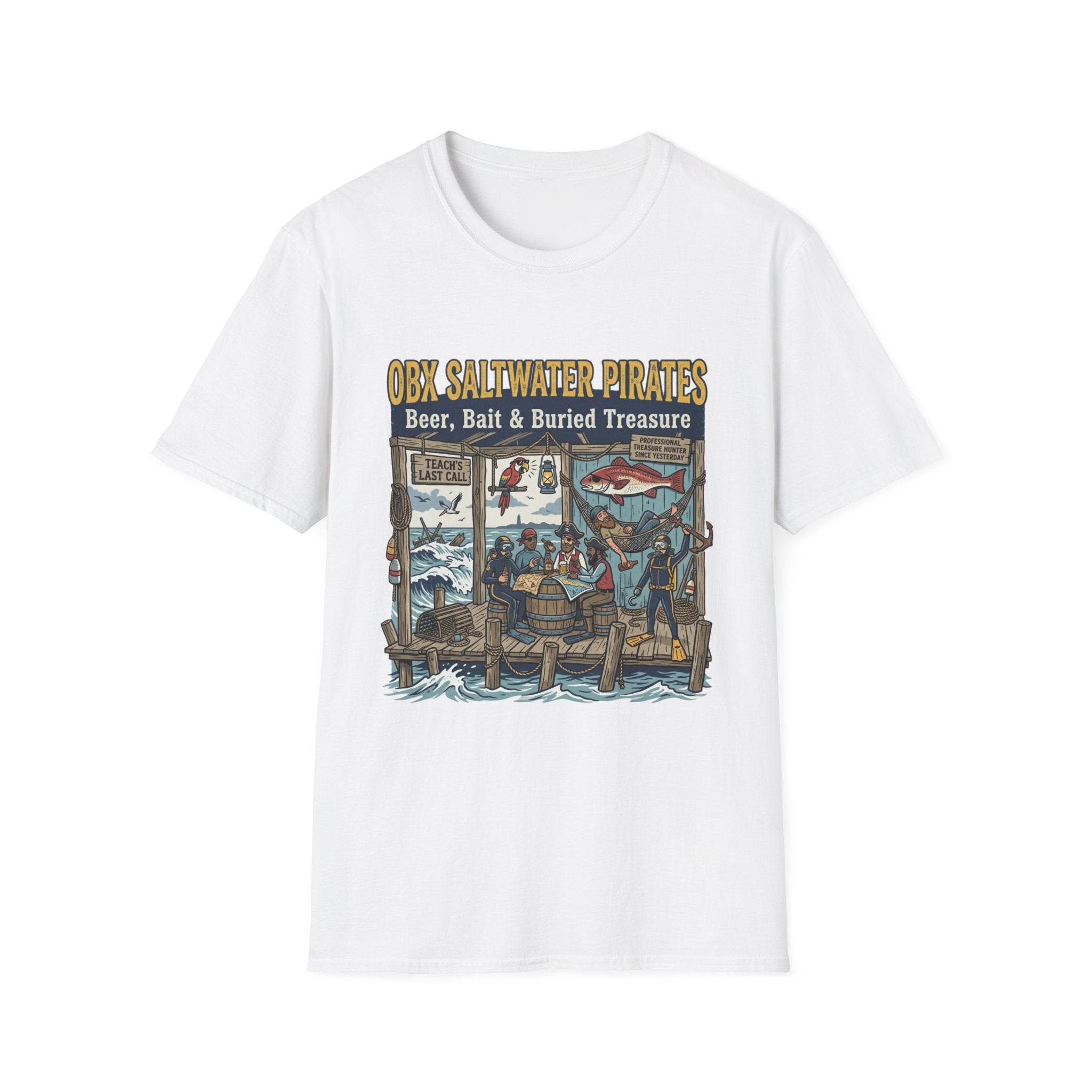 OBX Saltwater Pirates T-Shirt — Beer, Bait & Buried Treasure Coastal Tee