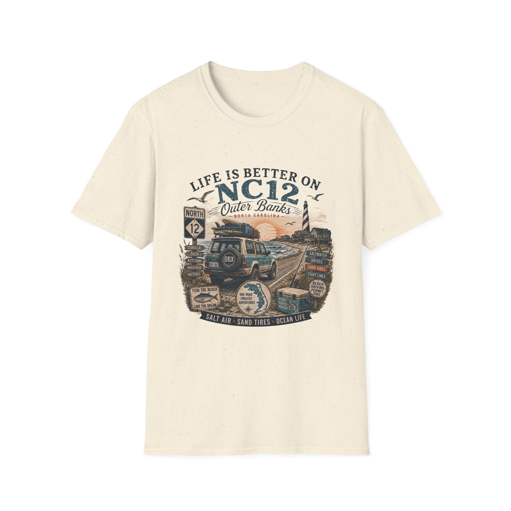 Life Is Better on NC 12 Outer Banks T-Shirt — Coastal Beach Road Trip Tee