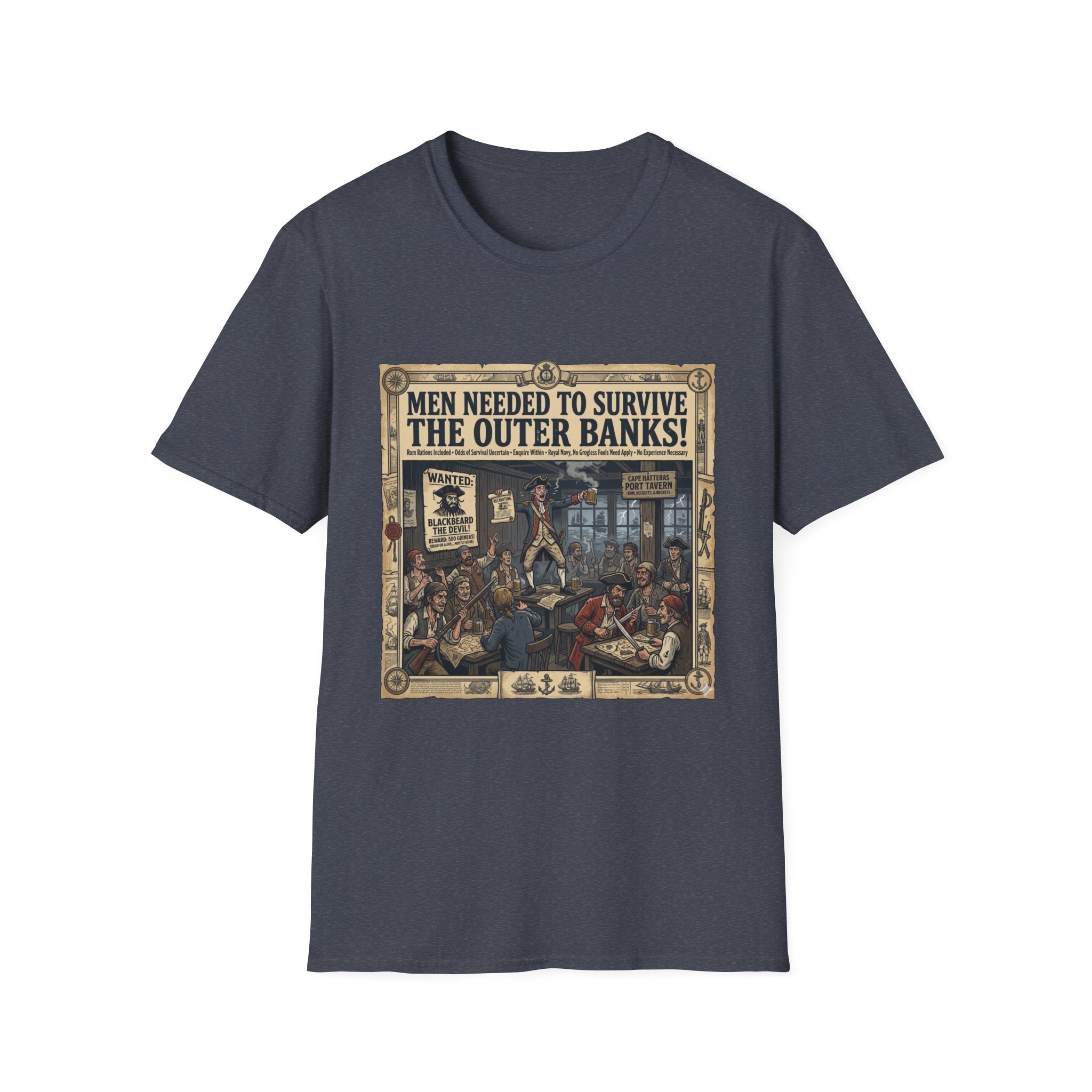 Outer Banks Wanted Poster T-Shirt — "Men Needed to Survive the Outer Banks!" Vintage Nautical Tee
