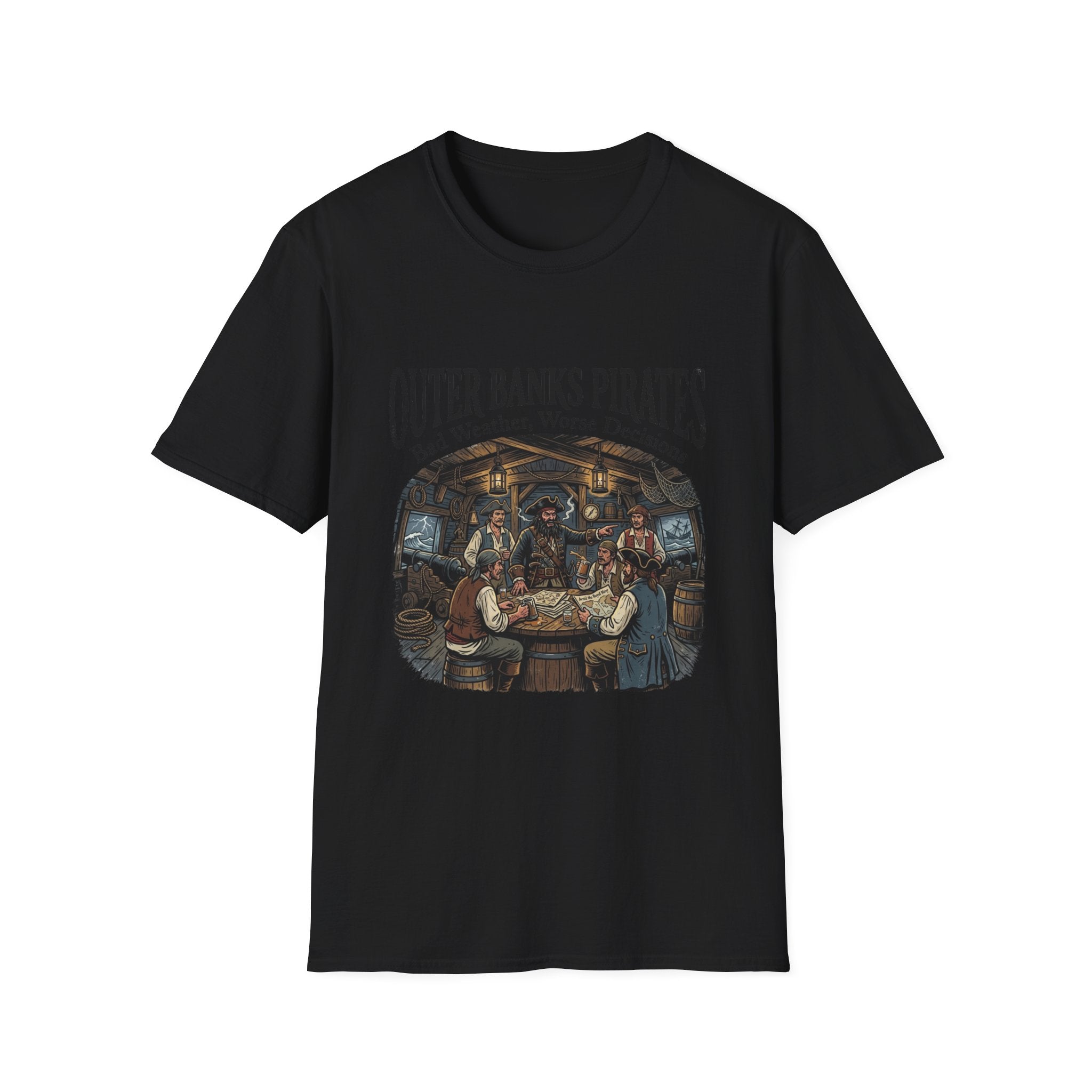 Outer Banks Pirates T-Shirt — "Bad Weather, Worse Decisions" Nautical Pirate Crew Tee