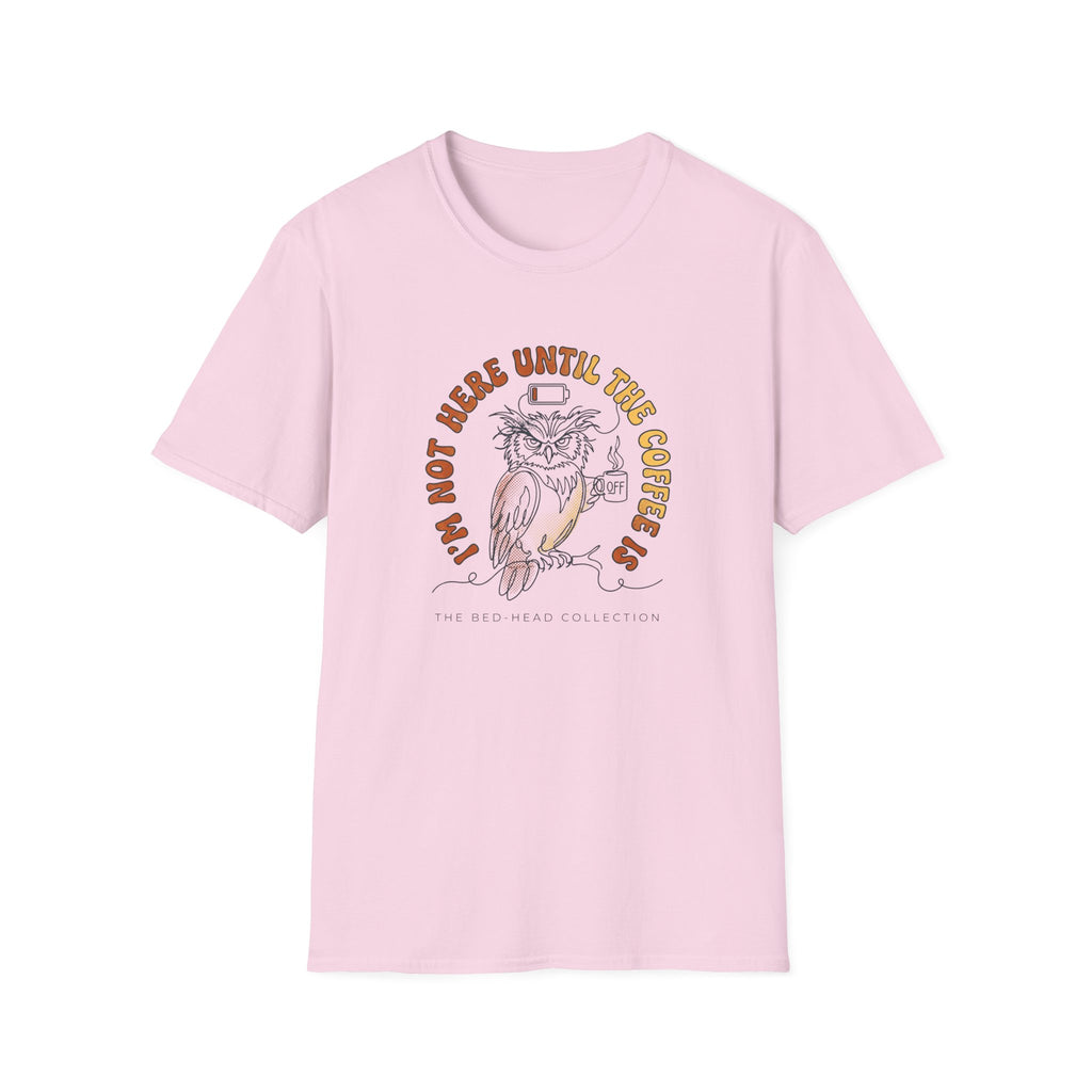 Coffee Owl T-Shirt — "I’m Not Here Until The Coffee Is" Vintage Graphic Tee