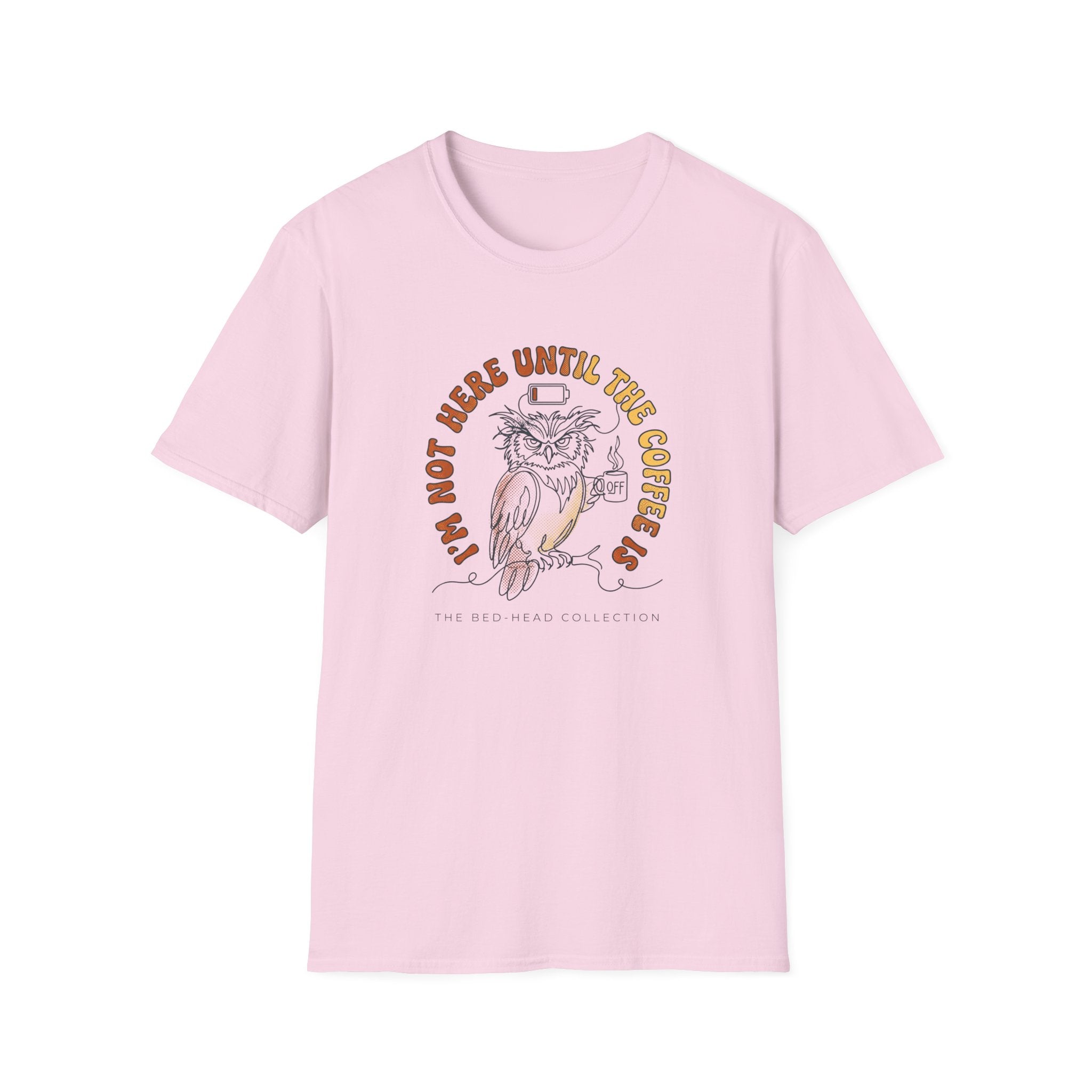 Coffee Owl T-Shirt — "I’m Not Here Until The Coffee Is" Vintage Graphic Tee