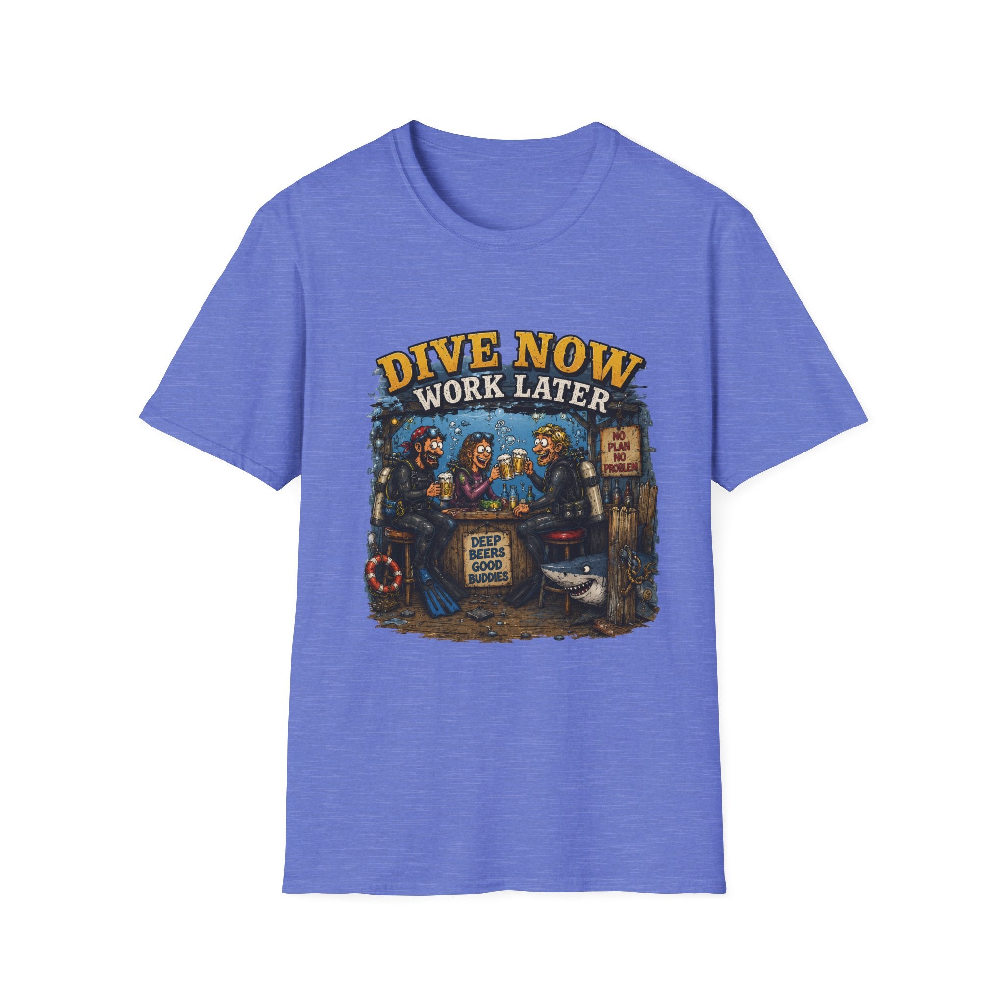 Dive Now Work Later T-Shirt — Funny Scuba Diving Tee for Divers