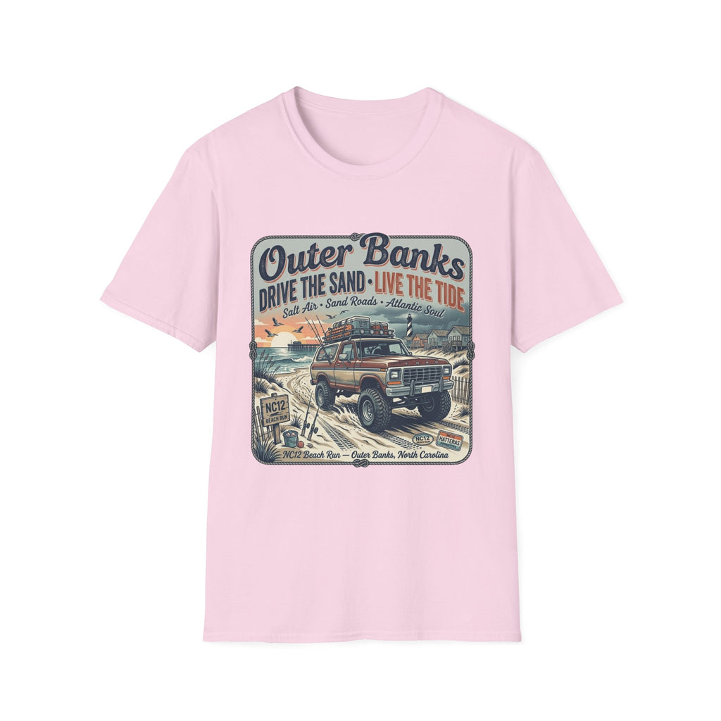 Outer Banks T-Shirt — "Drive the Sand • Live the Tide" Vintage Beach Tee