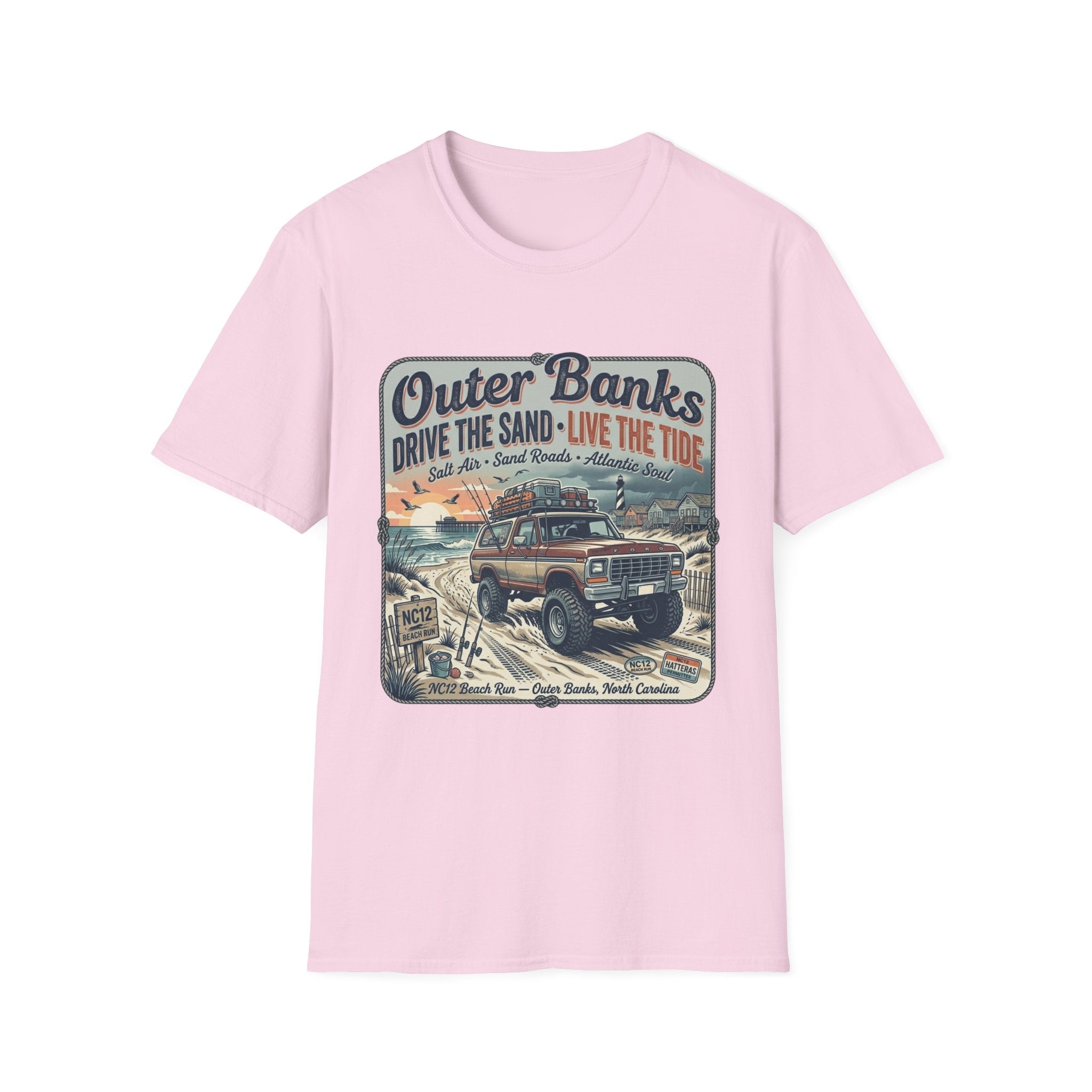 Outer Banks T-Shirt — "Drive the Sand • Live the Tide" Vintage Beach Tee