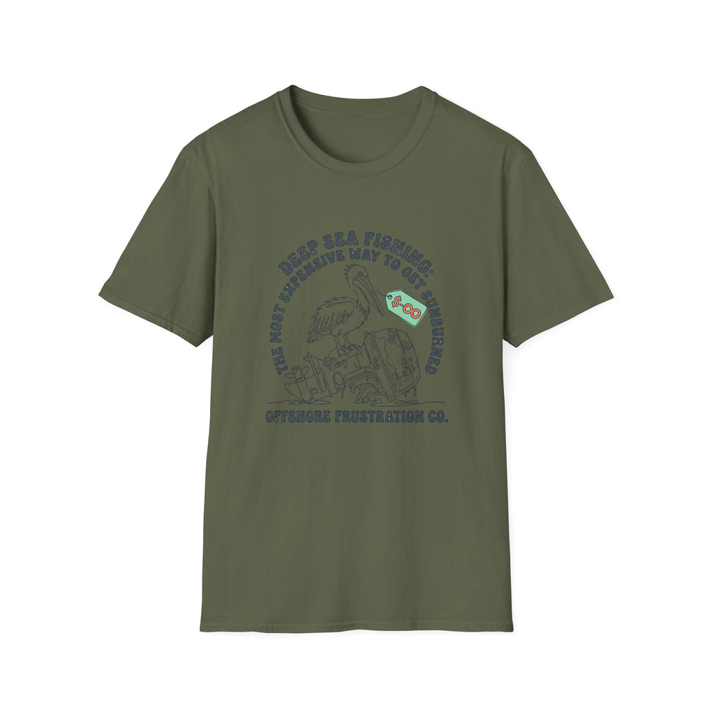 Fishing T-Shirt — “Deep Sea Fishing: The Most Expensive Way to Get Sunburned” Vintage Offshore Graphic