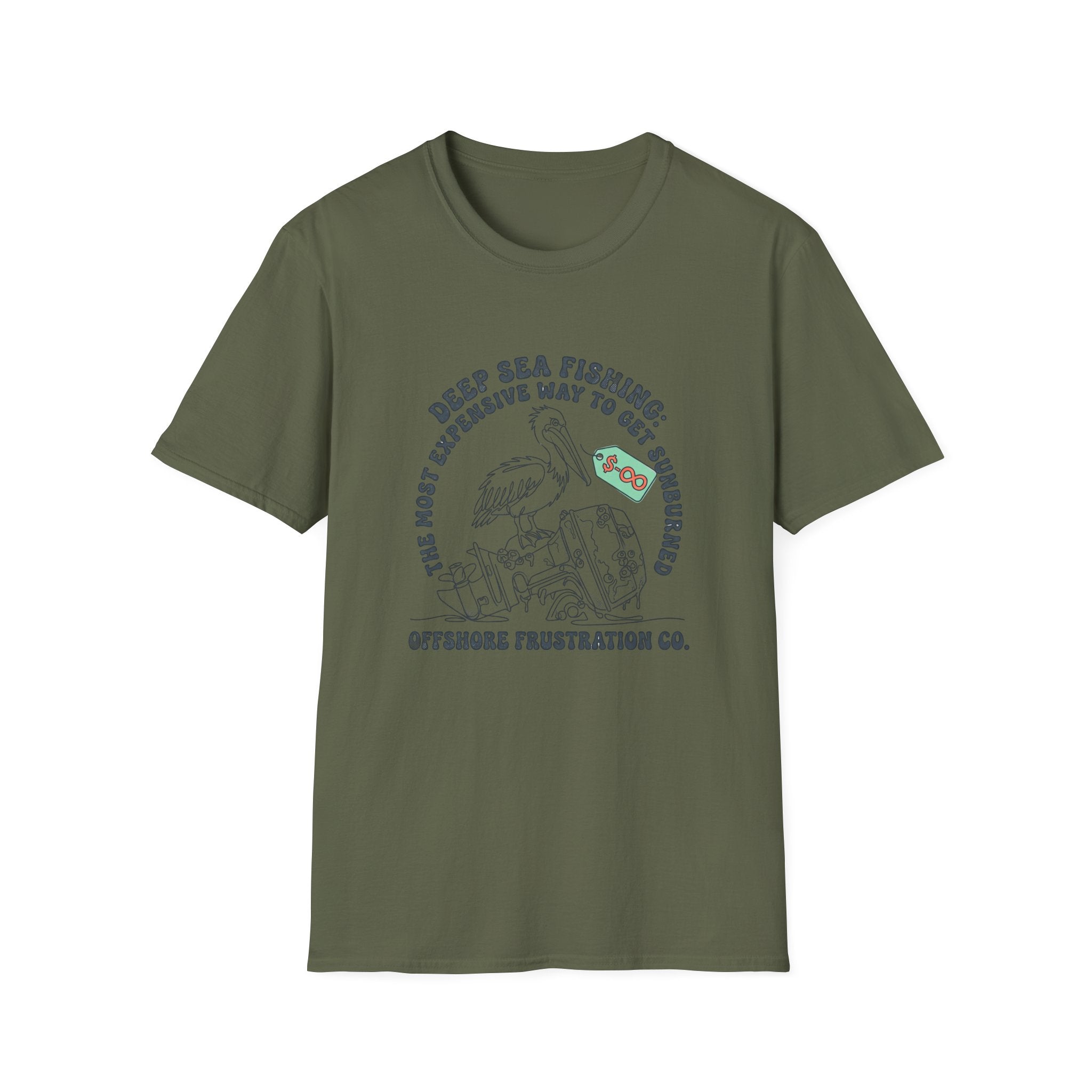 Fishing T-Shirt — “Deep Sea Fishing: The Most Expensive Way to Get Sunburned” Vintage Offshore Graphic