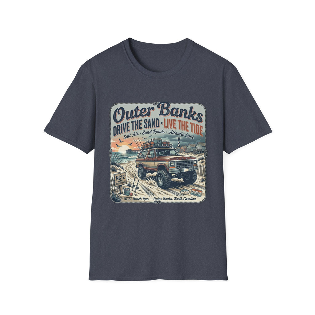 Outer Banks T-Shirt — "Drive the Sand • Live the Tide" Vintage Beach Tee