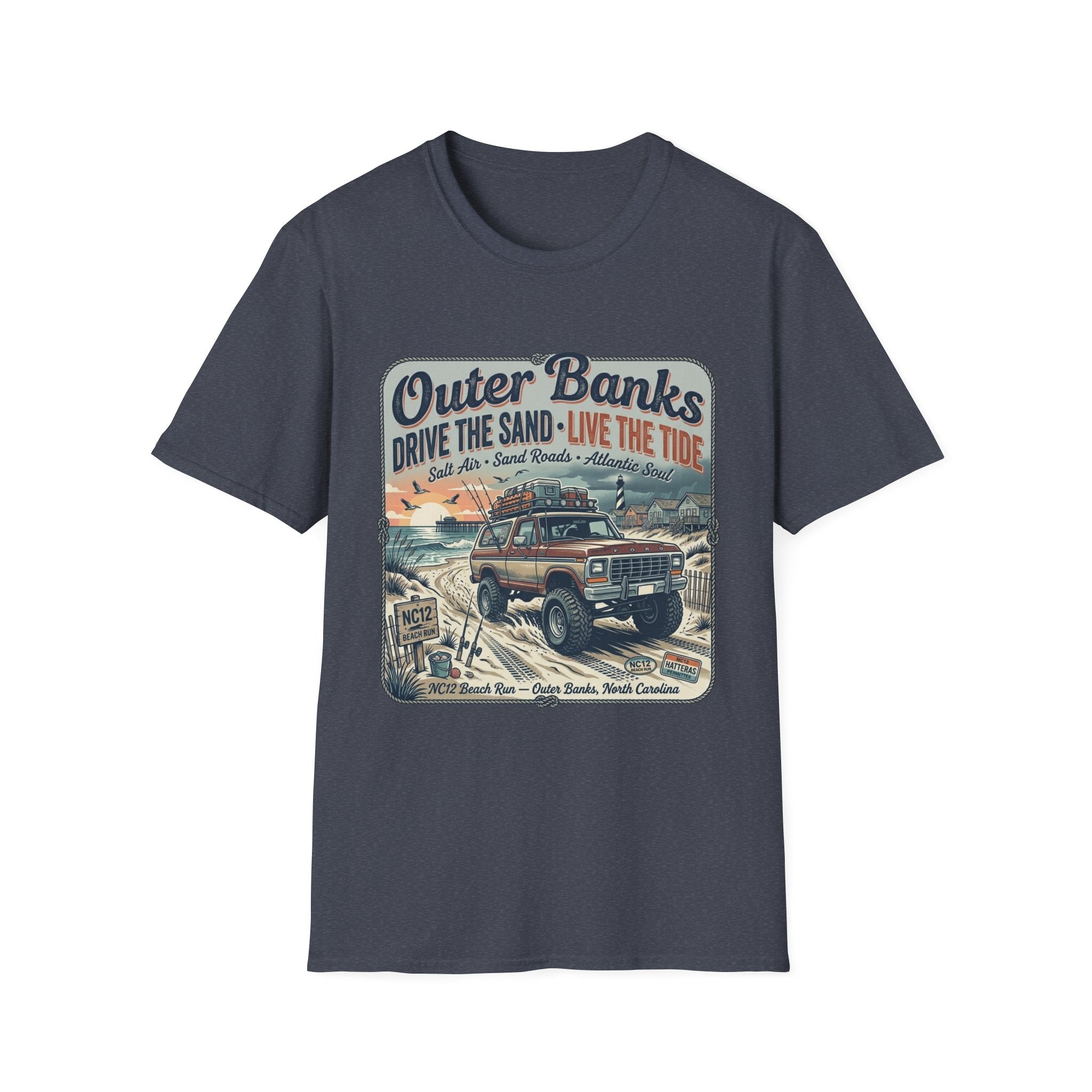 Outer Banks T-Shirt — "Drive the Sand • Live the Tide" Vintage Beach Tee