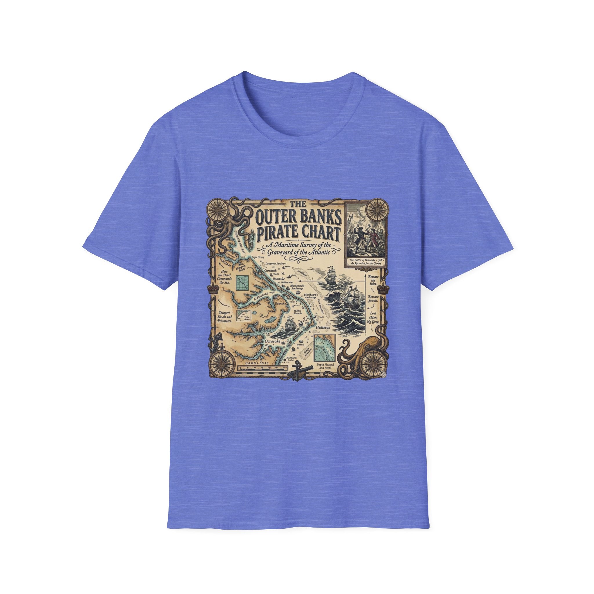 Outer Banks Pirate Map T-Shirt — Vintage Nautical Treasure Chart Tee