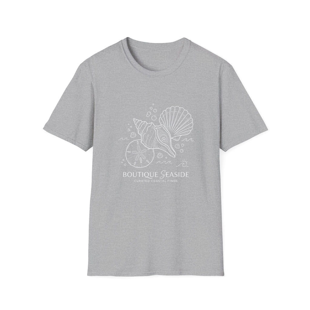 Seaside Boutique Shells T-Shirt – Minimal Coastal Graphic Tee